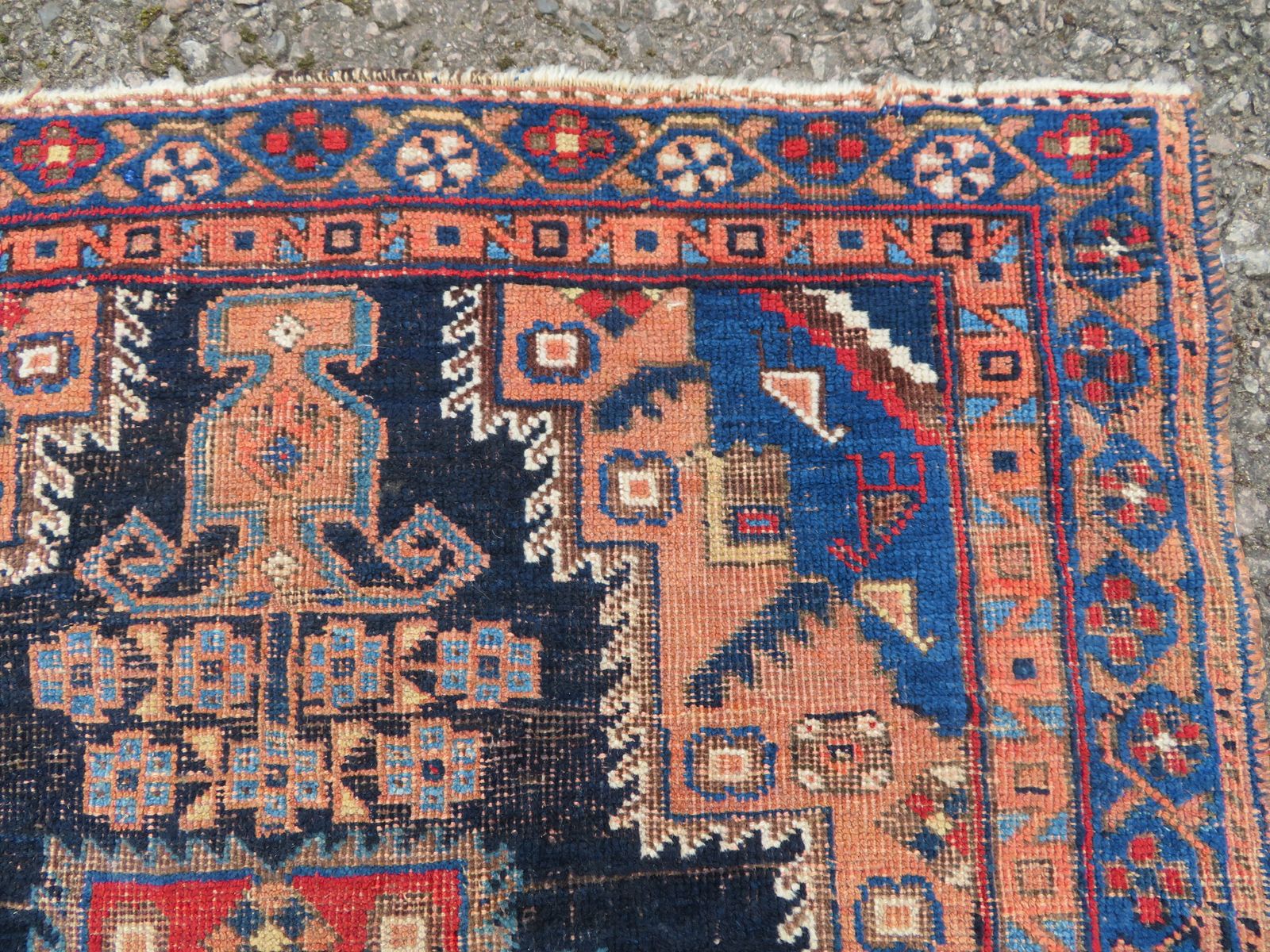 Antique Distressed Rug. 116cm X 92cm. photo 350.0
