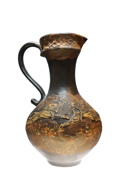 Large West German  Mid Century, Circa 1970, Fat Lava Ceramic Ewer By Walter Gerhardt