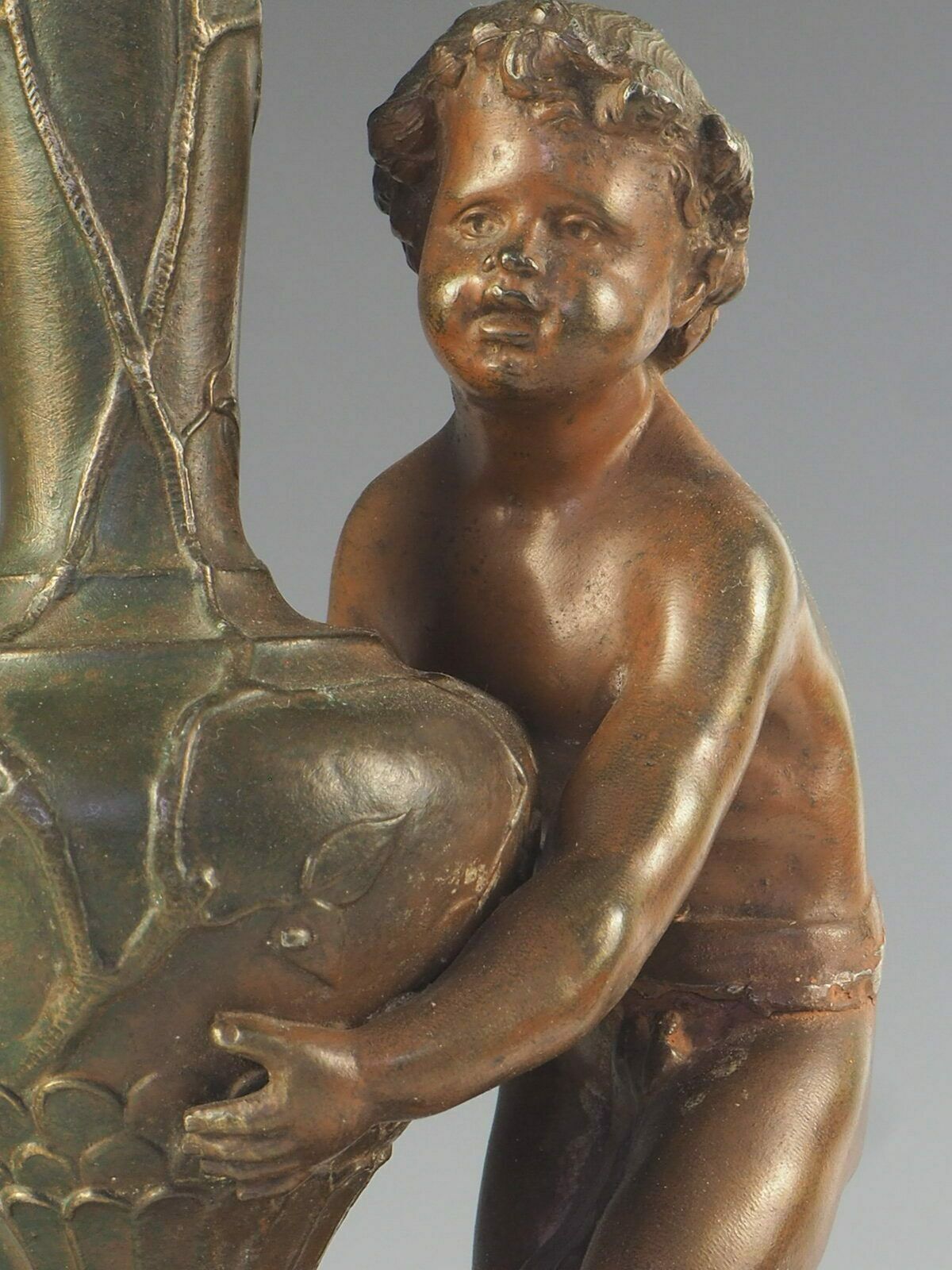 Pair Of 19th Century French Cherubs ‘Putti’ Flower Vases photo vintage