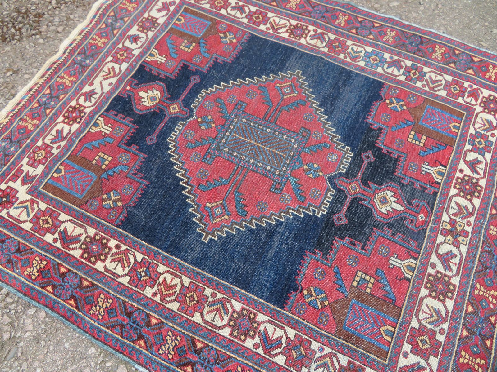 Antique Tribal Rug. 132cm X 114cm. photo vintage