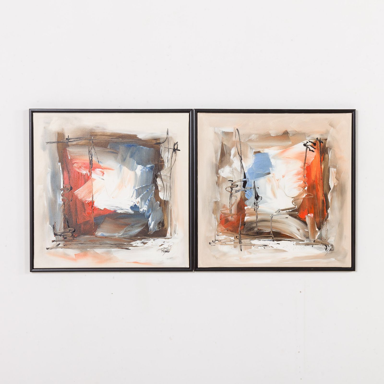 Two Abstract Paintings, Denmark, End Of 20th Century photo furniture