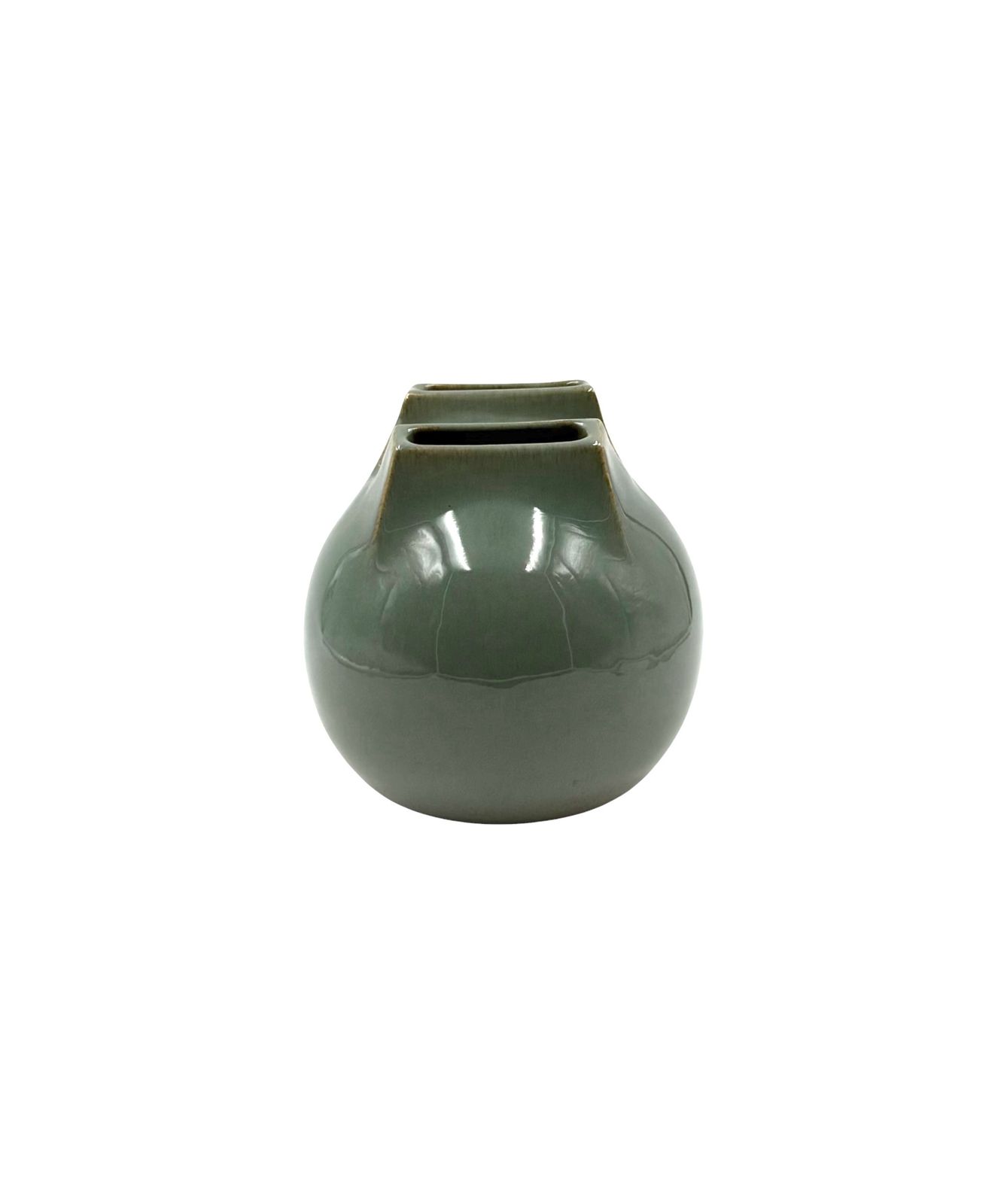 Mid Century Modern Green Spherical Gres Vase, Franco Bucci Italy Ca. 1970 photo for sale