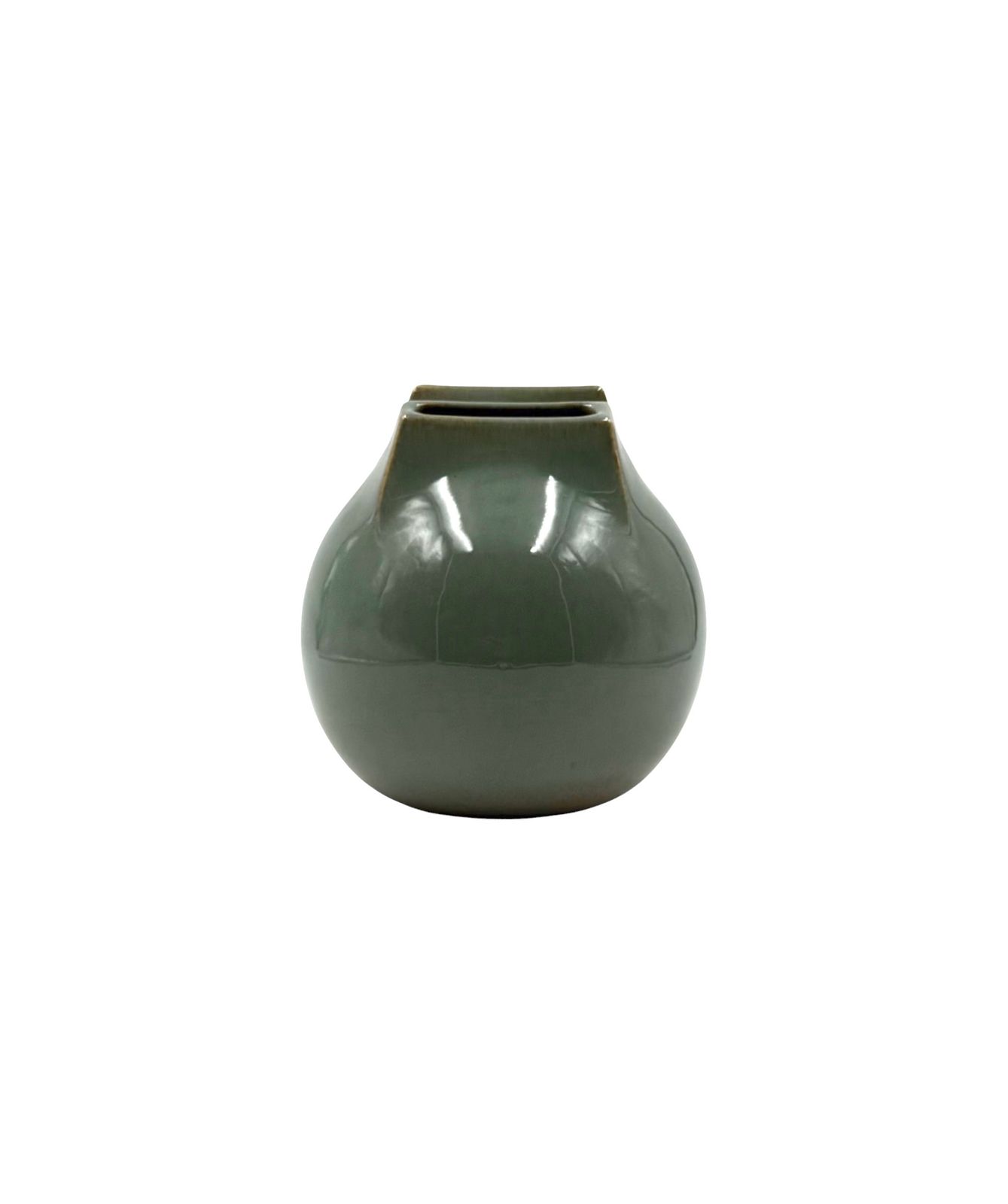 Mid Century Modern Green Spherical Gres Vase, Franco Bucci Italy Ca. 1970 photo 650.0
