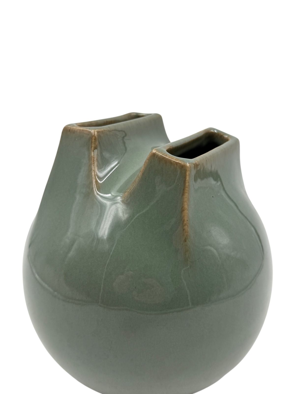 Mid Century Modern Green Spherical Gres Vase, Franco Bucci Italy Ca. 1970 photo buy