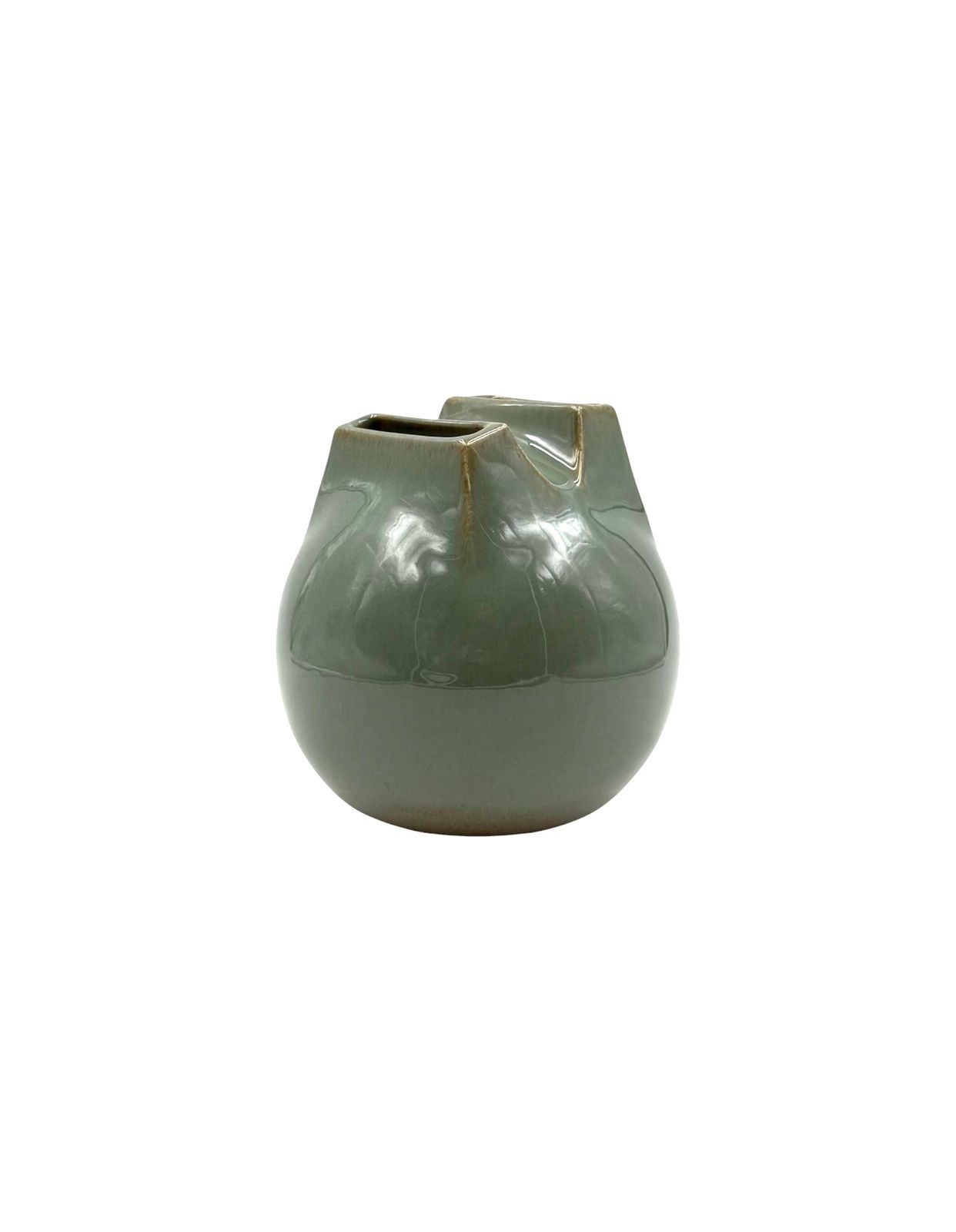 Home Decor Mid Century Modern Green Spherical Gres Vase, Franco Bucci Italy Ca. 1970 photo