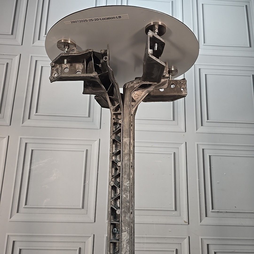 photo furniture Industrial Tall Table Plant Stand Up Cycled Land Rover Car Parts Metal Base