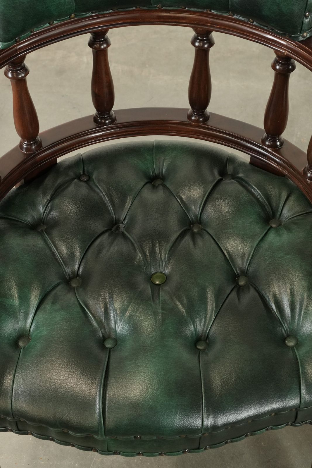 Set Of Two Green Flame Patterned Cowhide Chesterfield Desk Chairs/Side Chairs In English Style photo vinterior