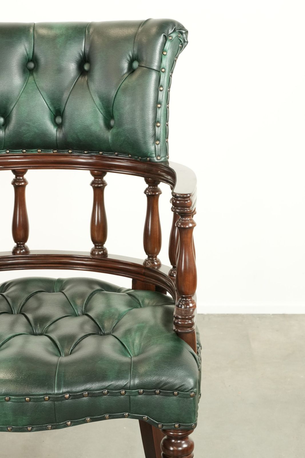 photo for sale Set Of Two Green Flame Patterned Cowhide Chesterfield Desk Chairs/Side Chairs In English Style
