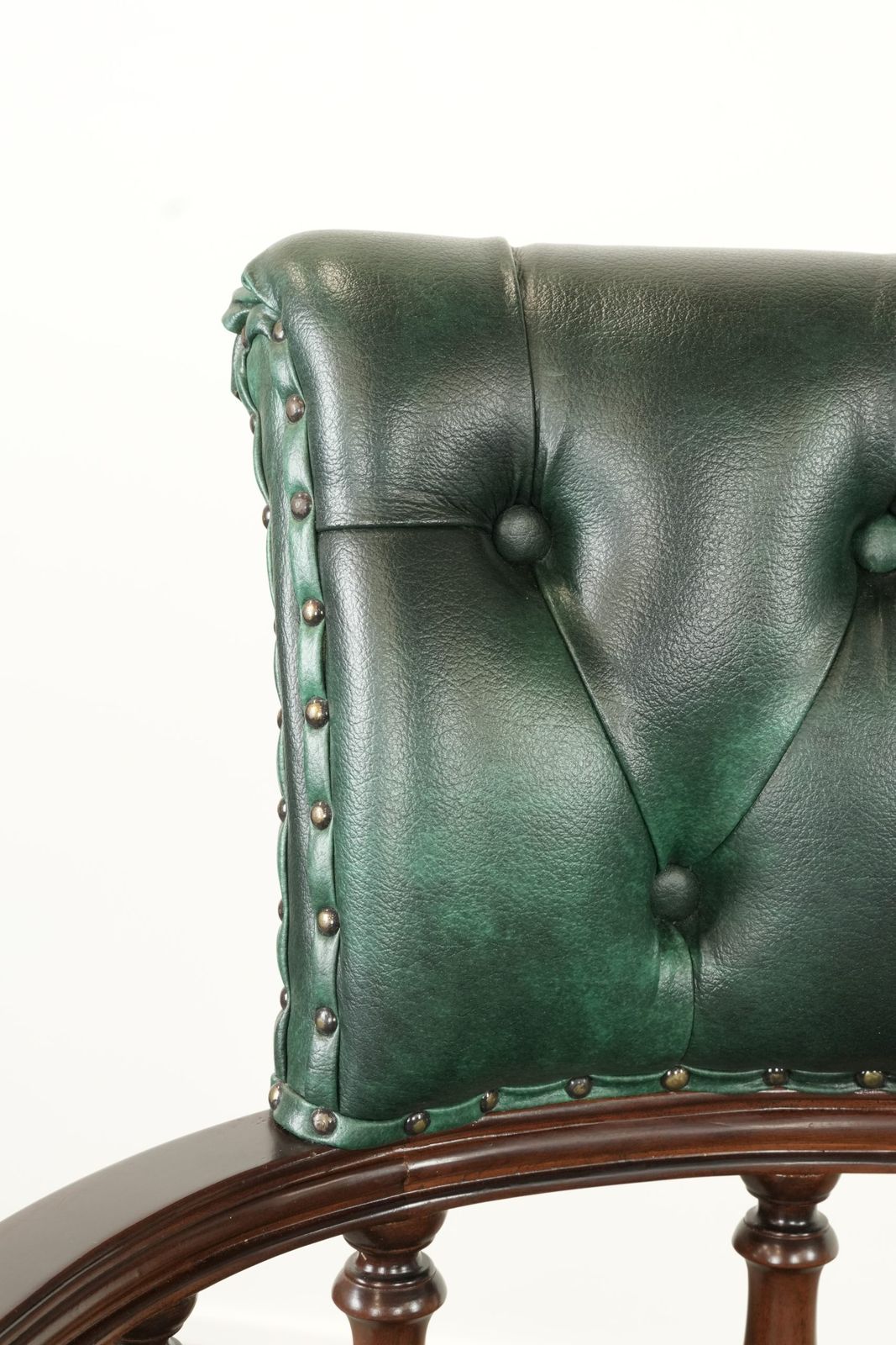 944.0 Set Of Two Green Flame Patterned Cowhide Chesterfield Desk Chairs/Side Chairs In English Style photo