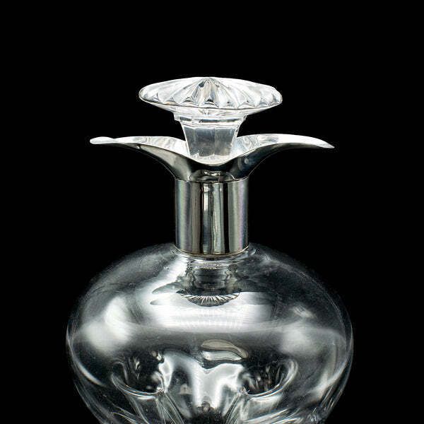 Antique Spirit Decanter, English, Glass, Silver, Port, Brandy Bottle, Edwardian photo buy