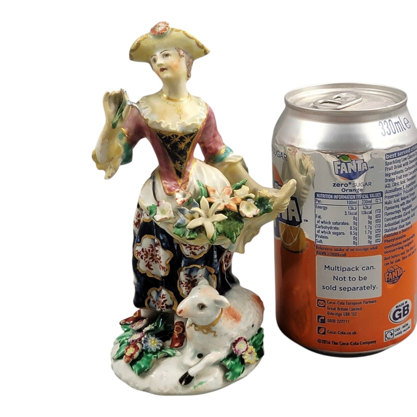18th Century Bow Porcelain Figure Of A Lady With Lamb And Flowers, C.1760 photo buy