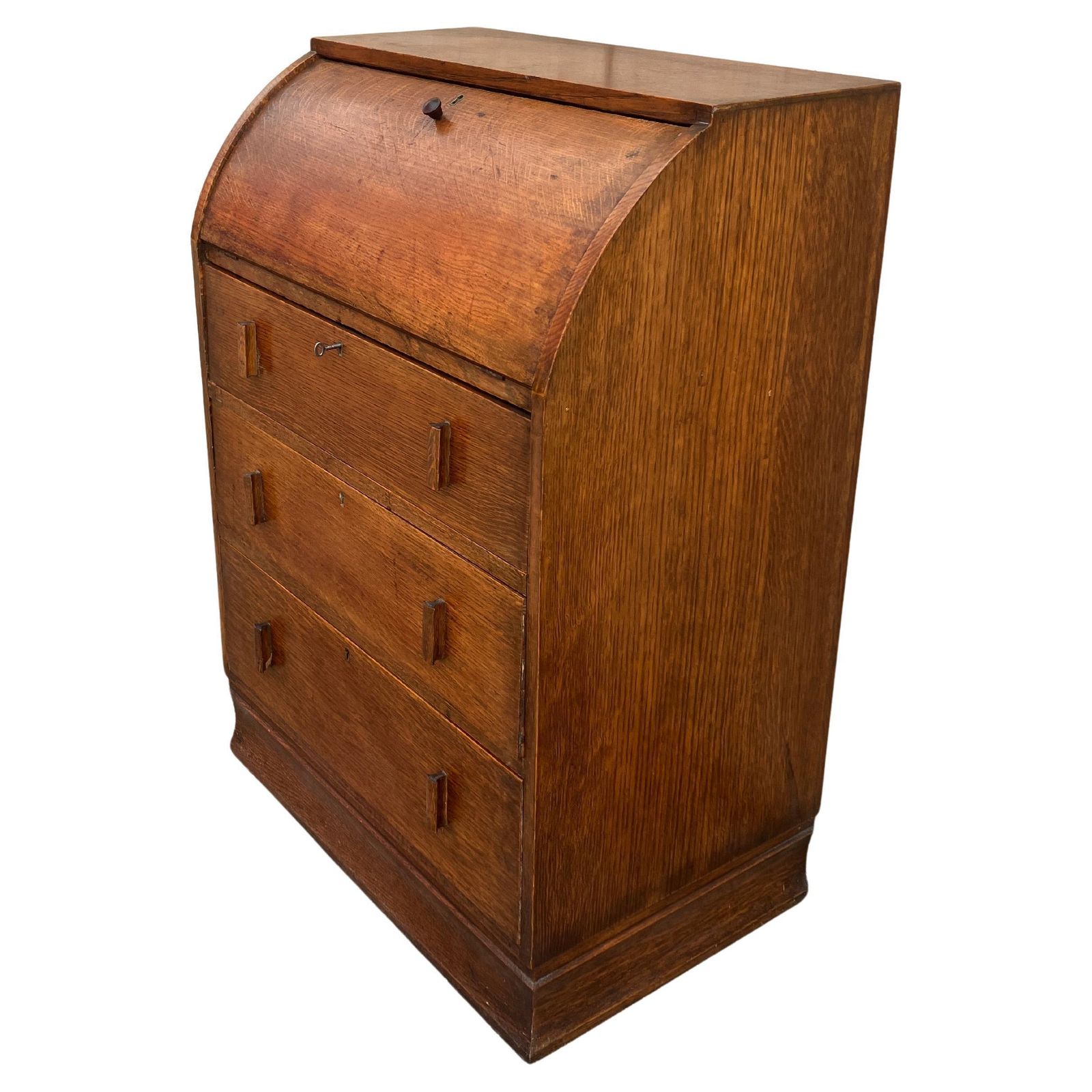 1920's English Art Deco Secretaire Desk Bureau In Oak