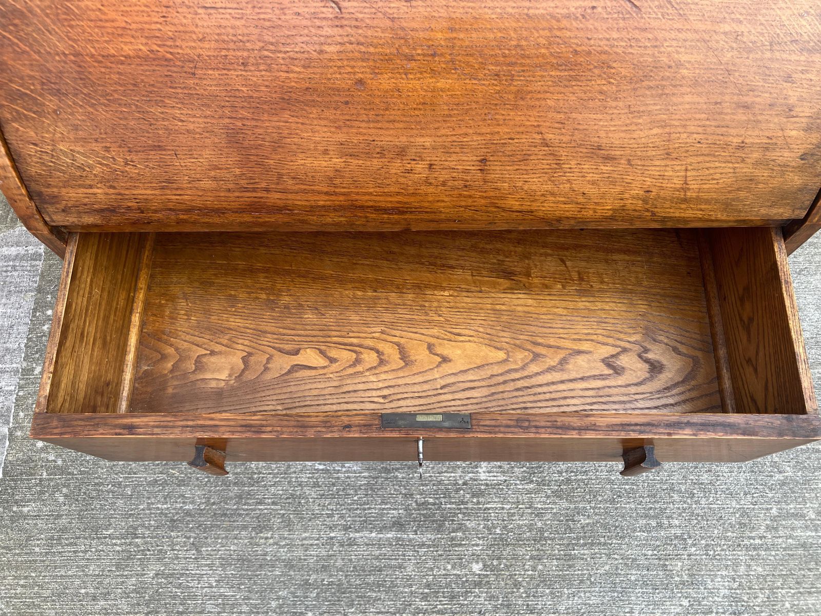 photo for sale 1920's English Art Deco Secretaire Desk Bureau In Oak