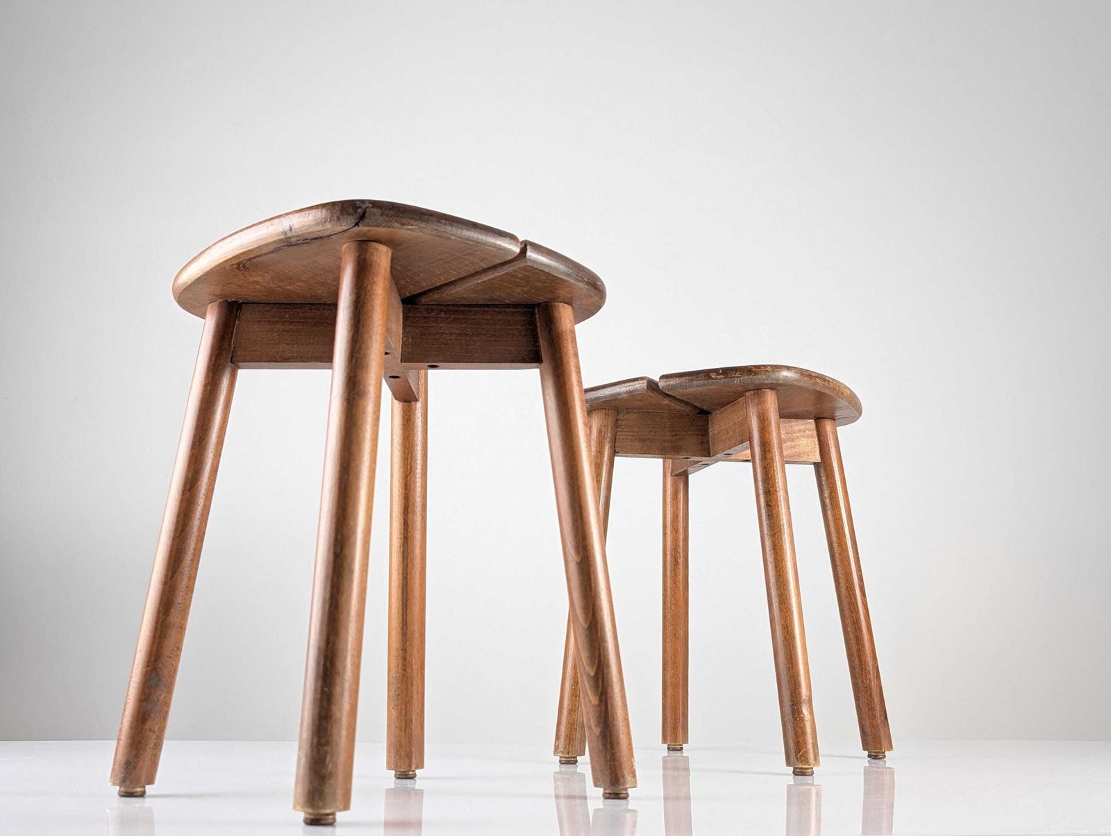 photo for sale Pair Of Wooden Stools By Pierre Gautier Delaye, France, 1960s