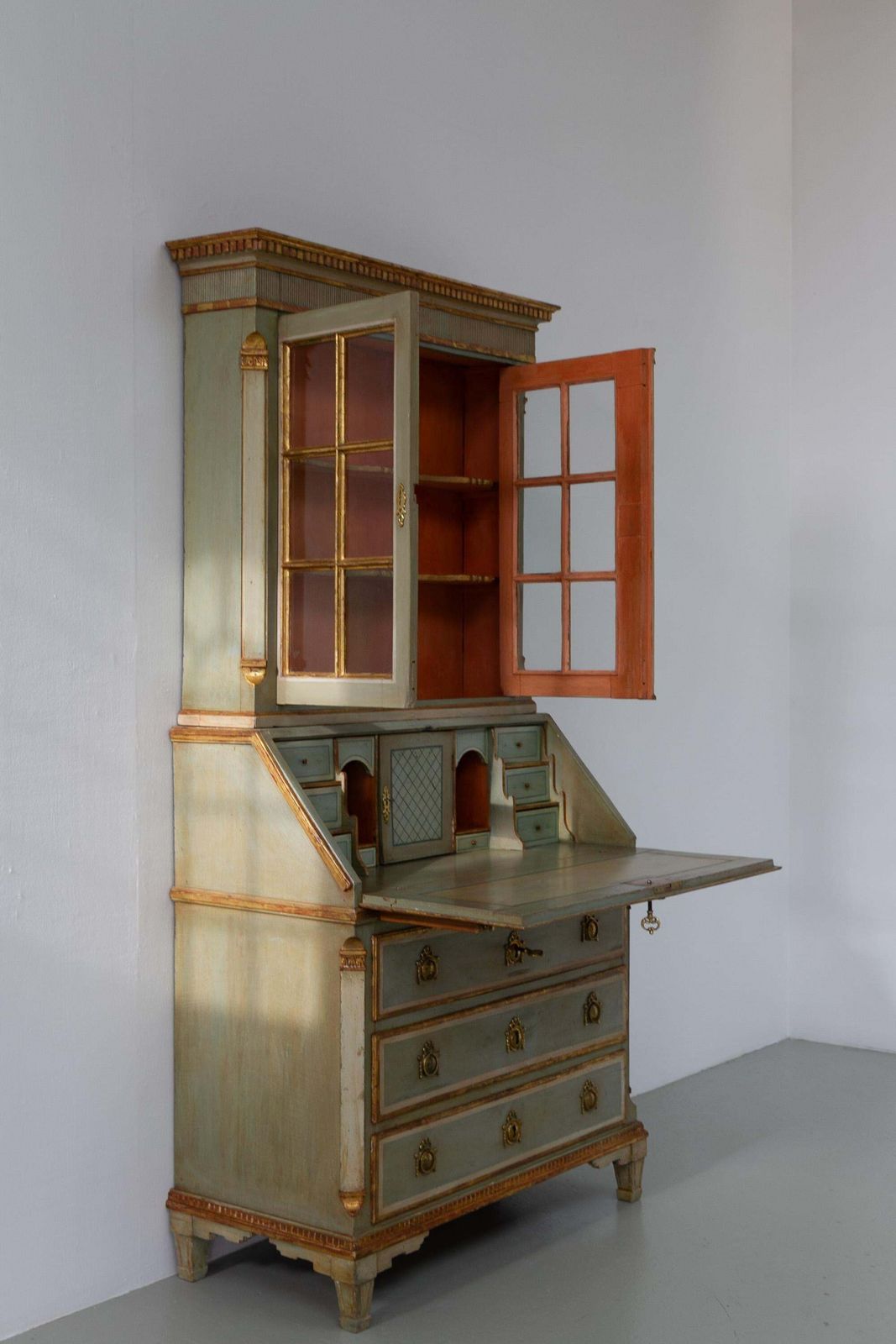 Danish Gustavian Green Secretary Cabinet, 1780s. photo Furniture