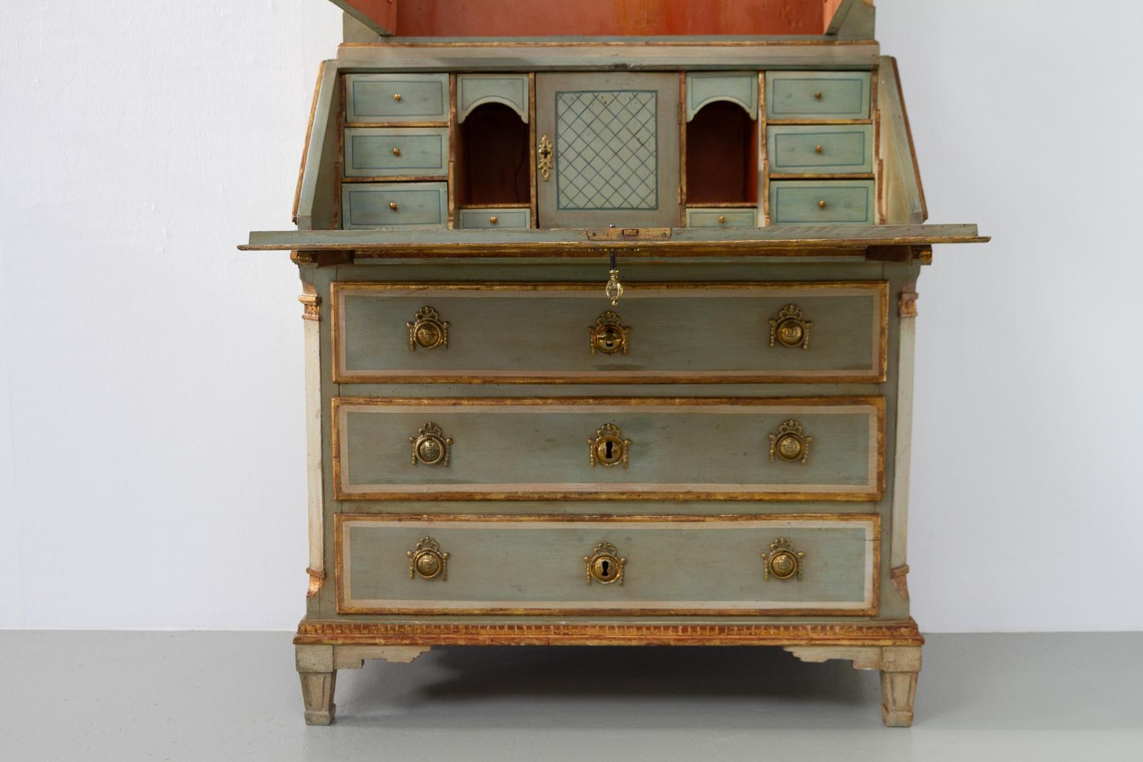 Danish Gustavian Green Secretary Cabinet, 1780s. photo buy