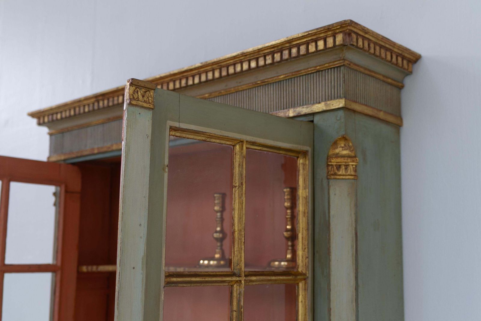 photo vintage Danish Gustavian Green Secretary Cabinet, 1780s.