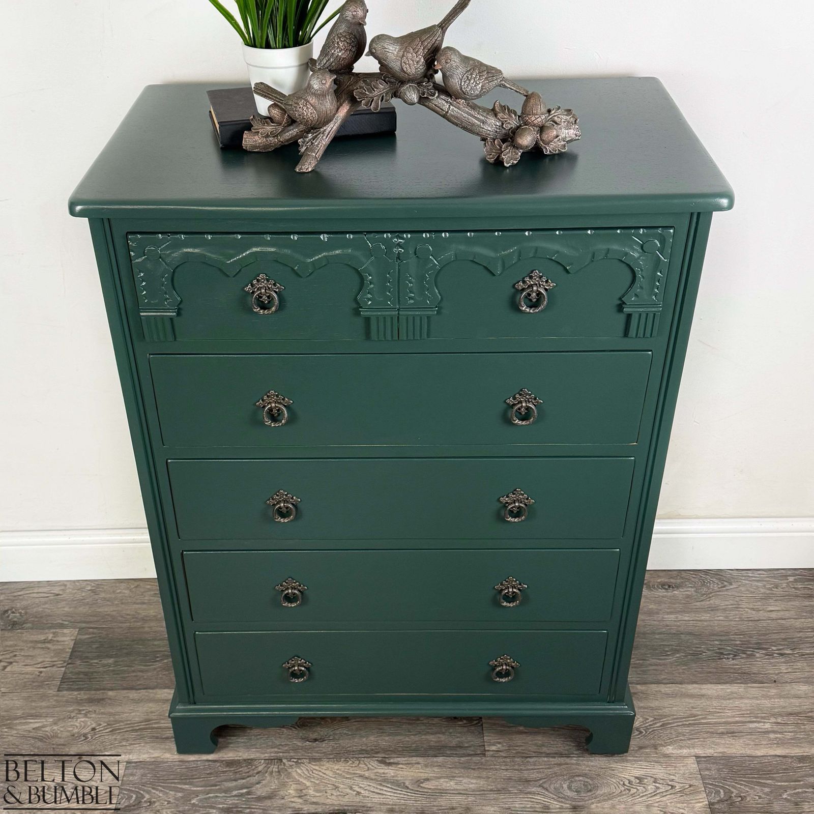 Five Drawer Chest Of Drawers In Dark Jewel Green photo furniture