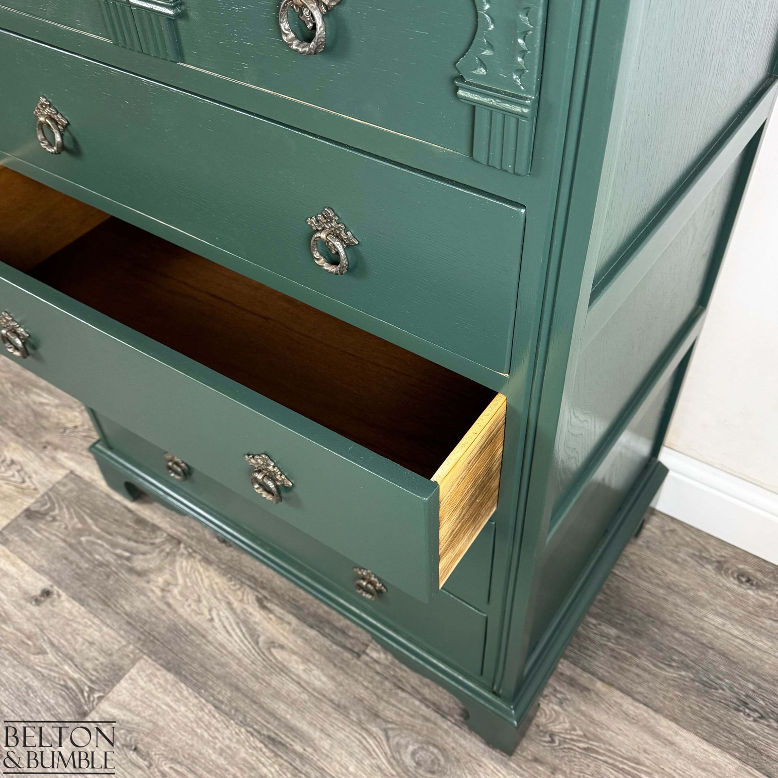 Five Drawer Chest Of Drawers In Dark Jewel Green photo buy