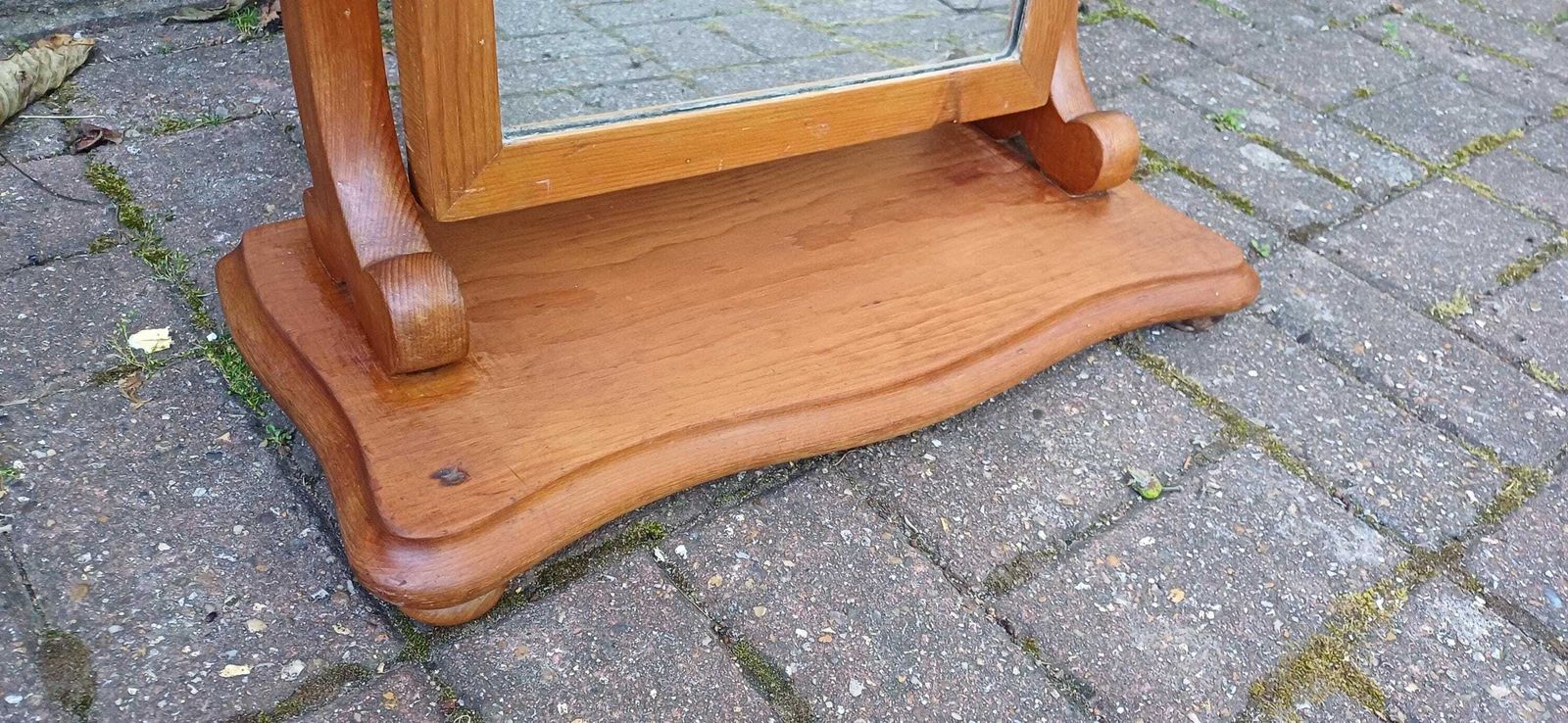 photo furniture Rare Victorian Stripped Pine Dressing Table Mirror Antique Freestanding Vanity Mirror Thick Original Glass Rustic 19th Century
