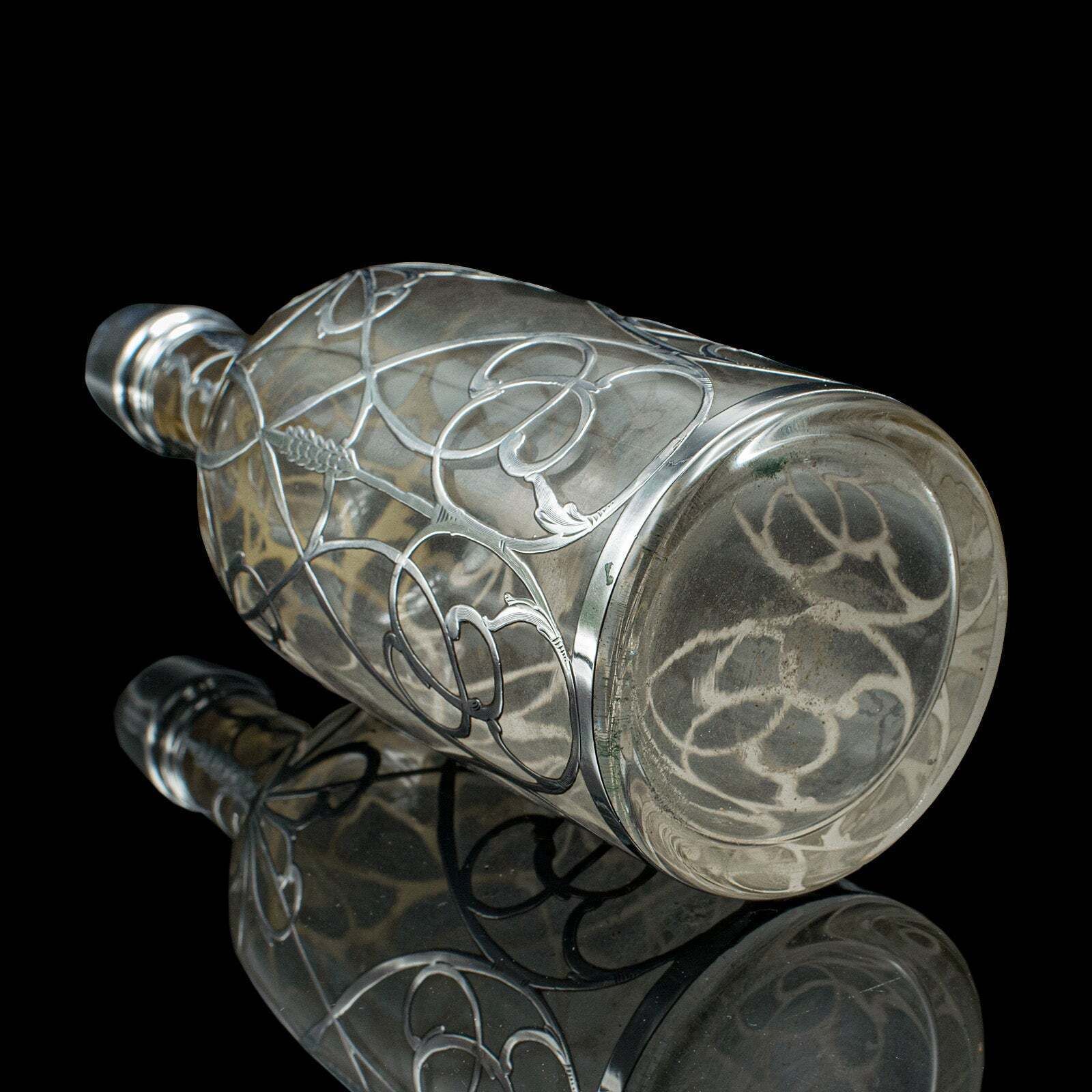 photo furniture Antique Sherry Decanter, English, Glass, Silver Plate, Spirit Bottle, Edwardian