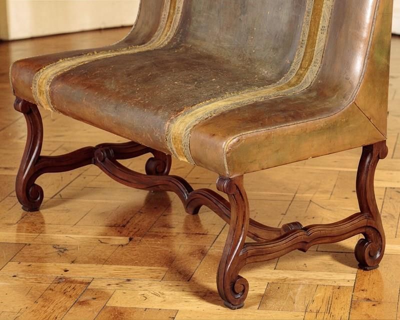 French Belle époque Leather Banquette Sofa Circa 1900, With Velvet Trim photo for sale