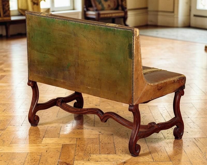 French Belle époque Leather Banquette Sofa Circa 1900, With Velvet Trim photo Furniture