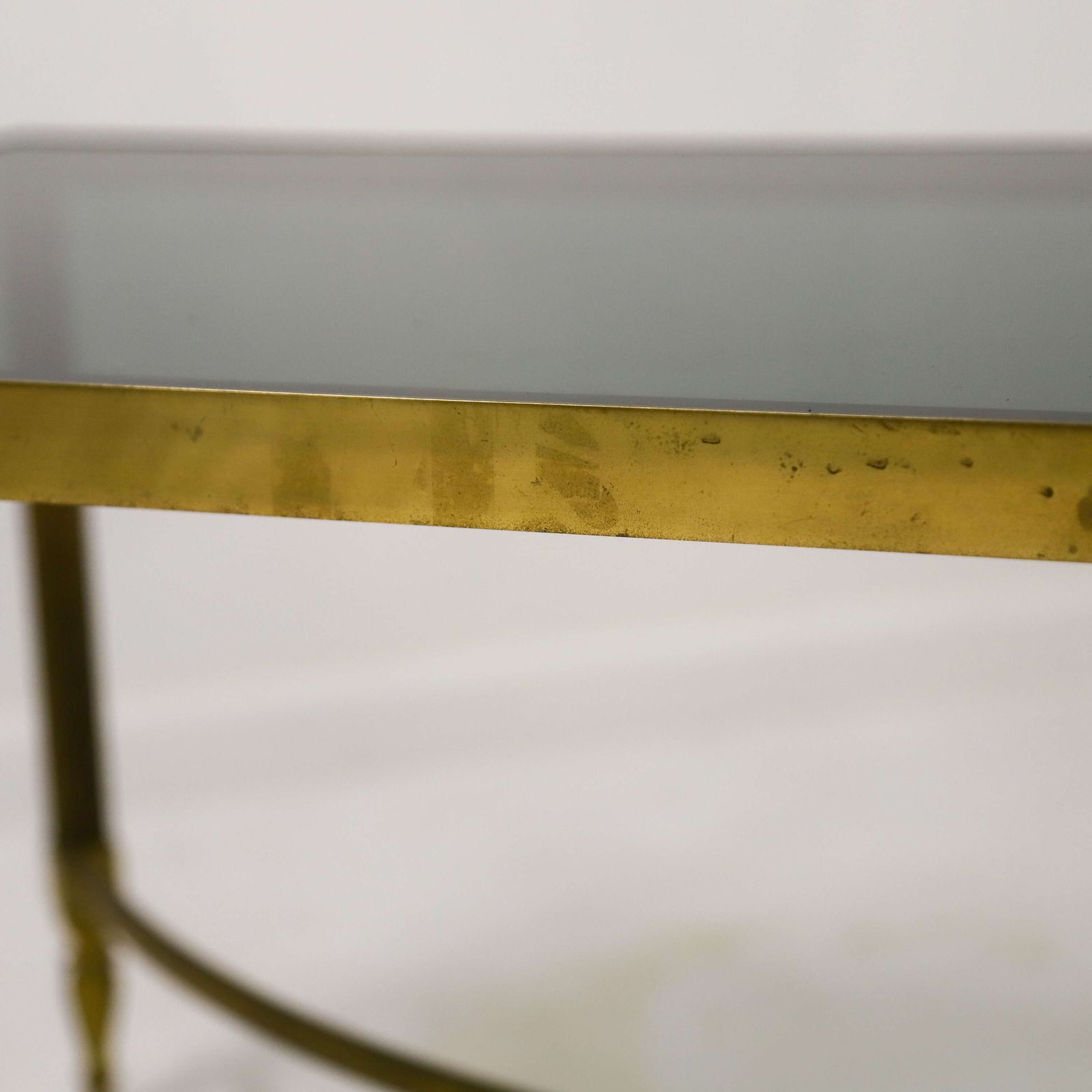 Mid 20th Century Hollywood Regency Brass And Smoked Glass Coffee Table photo buy