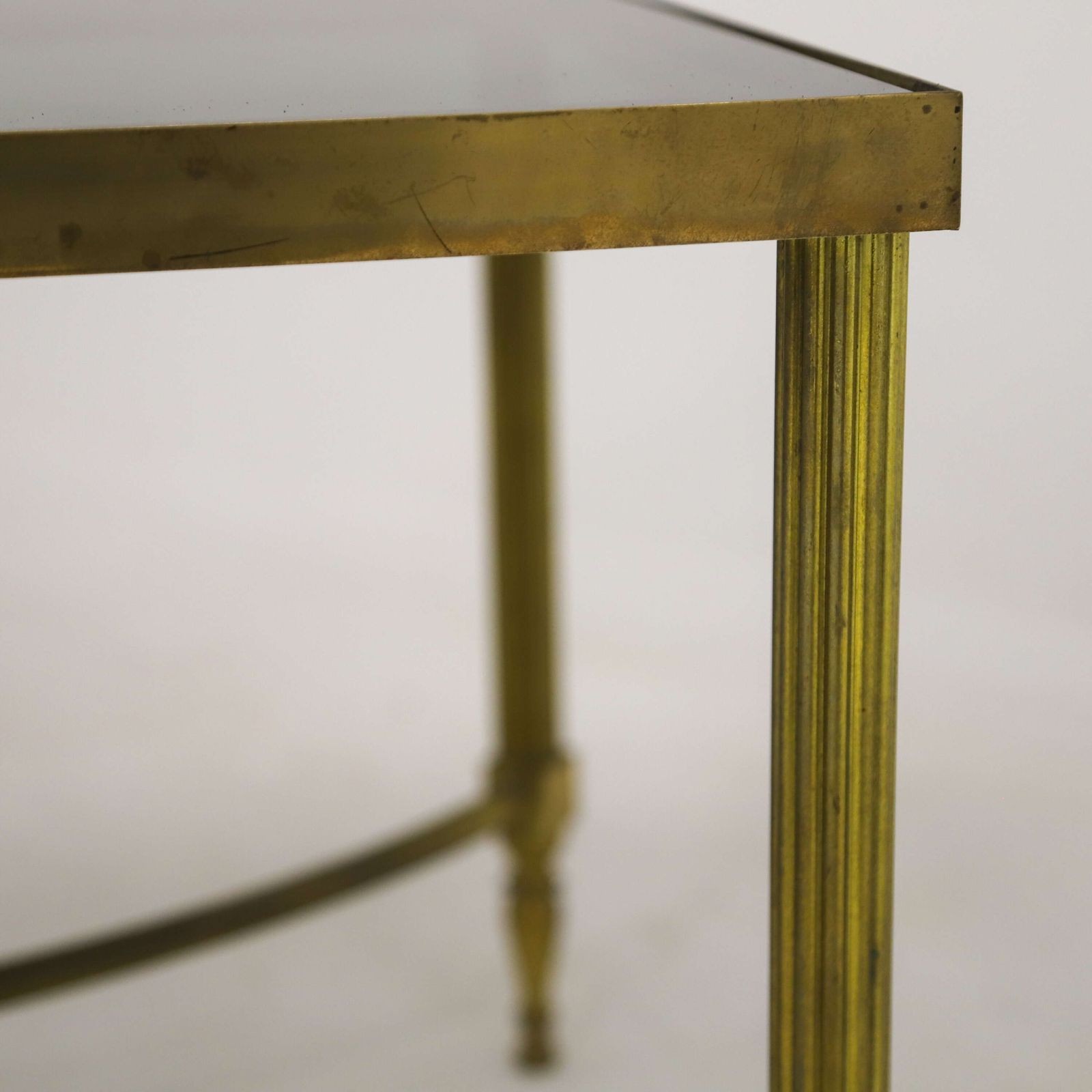 Mid 20th Century Hollywood Regency Brass And Smoked Glass Coffee Table photo vintage