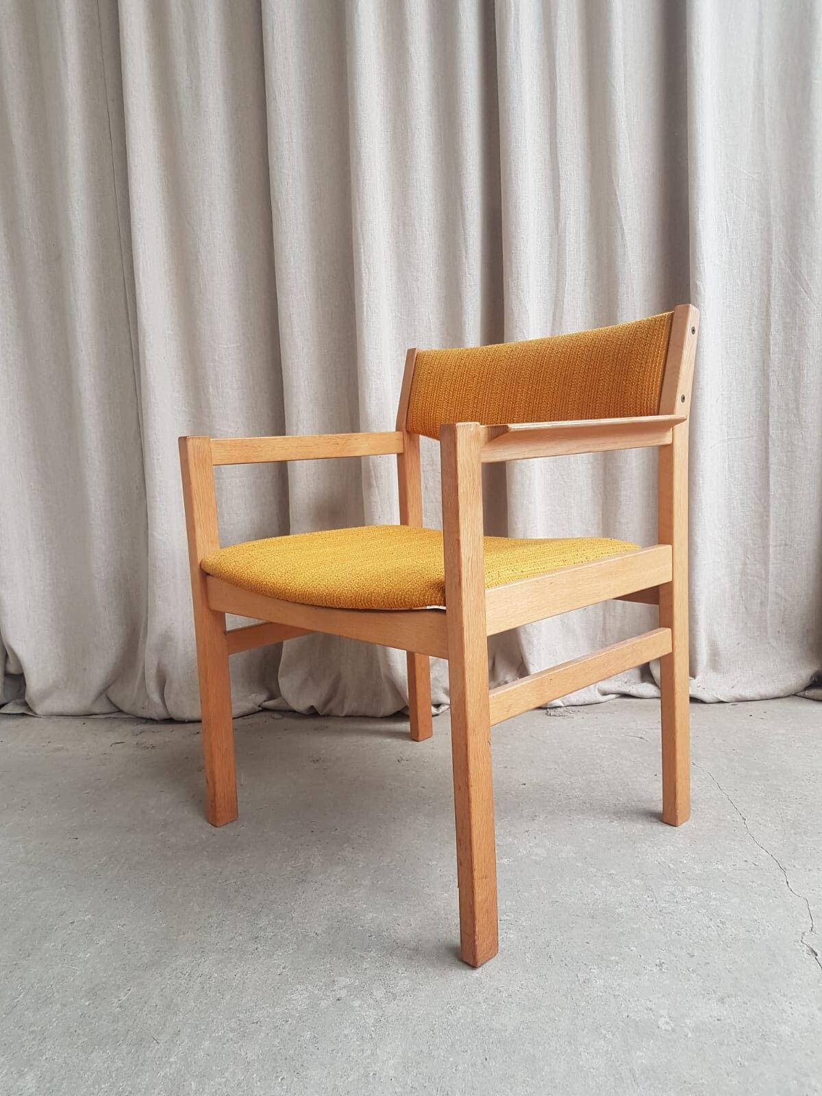 Vtg Mid Century Danish Oak Chair Side Armchair By Erik Wørts For Fdb Møbler R539 photo for sale