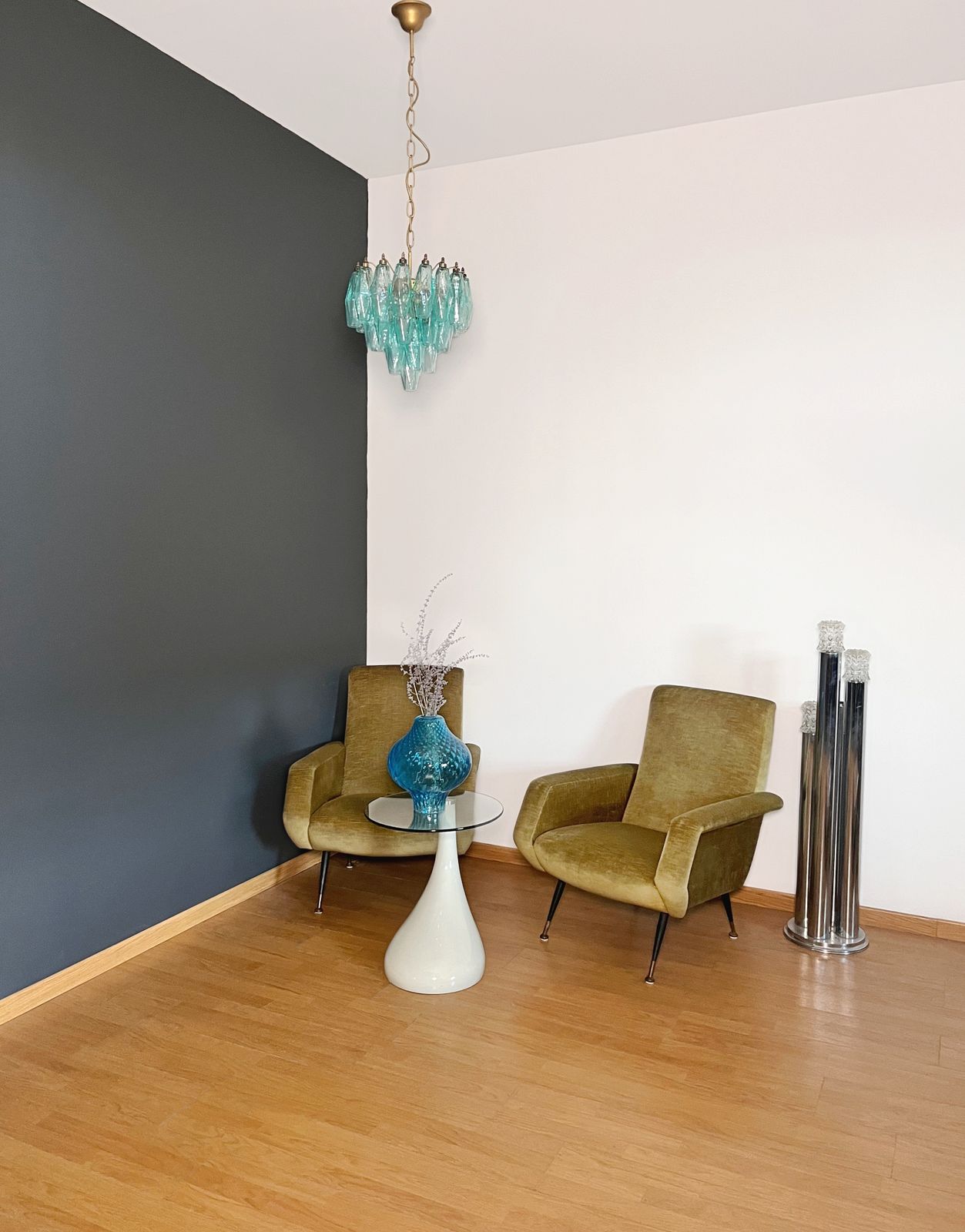 Elegant Murano Turquoise Poliedri Chandelier   Carlo Scarpa Design photo furniture