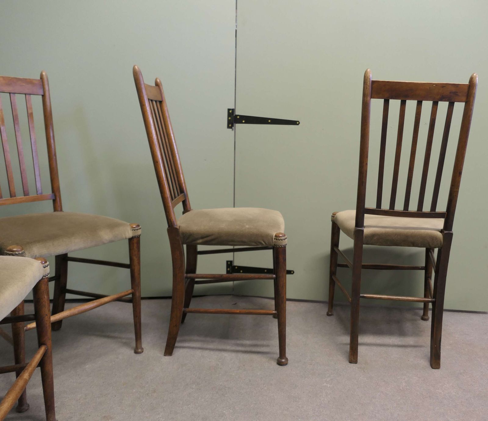 Set Of 5 Arts And Crafts Golden Oak Dining Chairs This Is A Very Handsome Set photo furniture