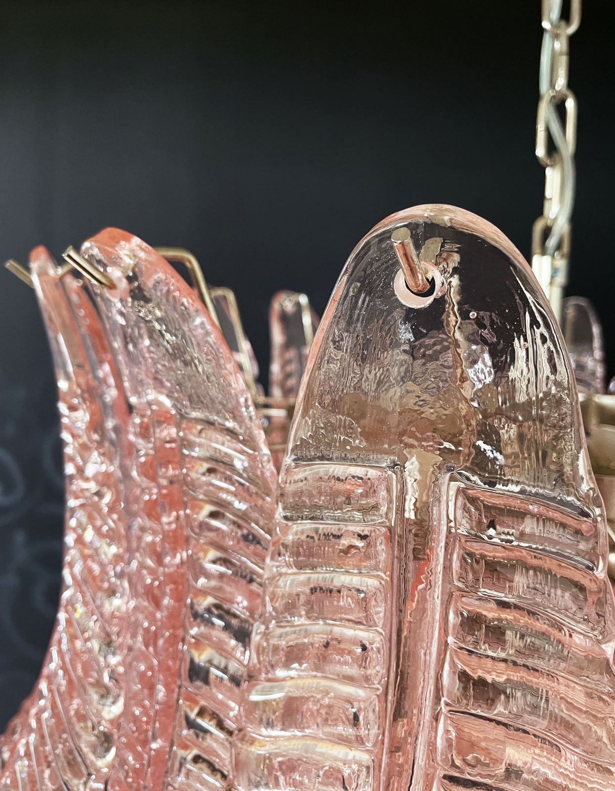 Huge Italian Murano Six Tier Pink Felci Glass Chandelier photo for sale