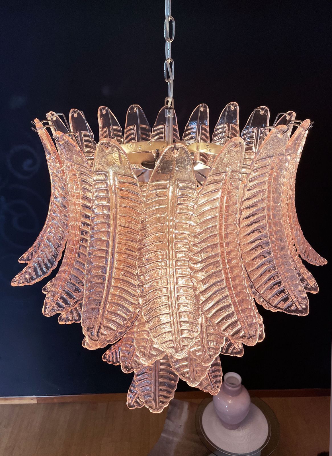1610.0 Huge Italian Murano Six Tier Pink Felci Glass Chandelier photo