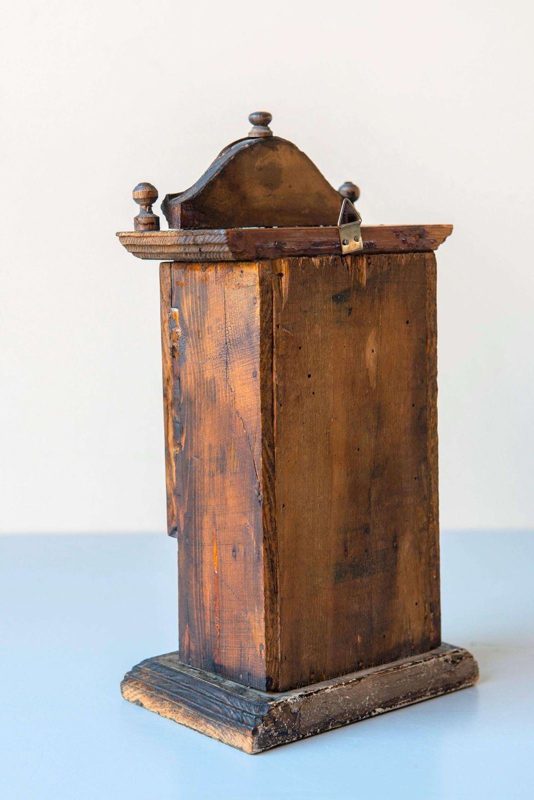 Antique Miniature Mirror Cabinet – Folk Art Wooden Wall Cupboard With Drawer, 19th Century photo vinterior