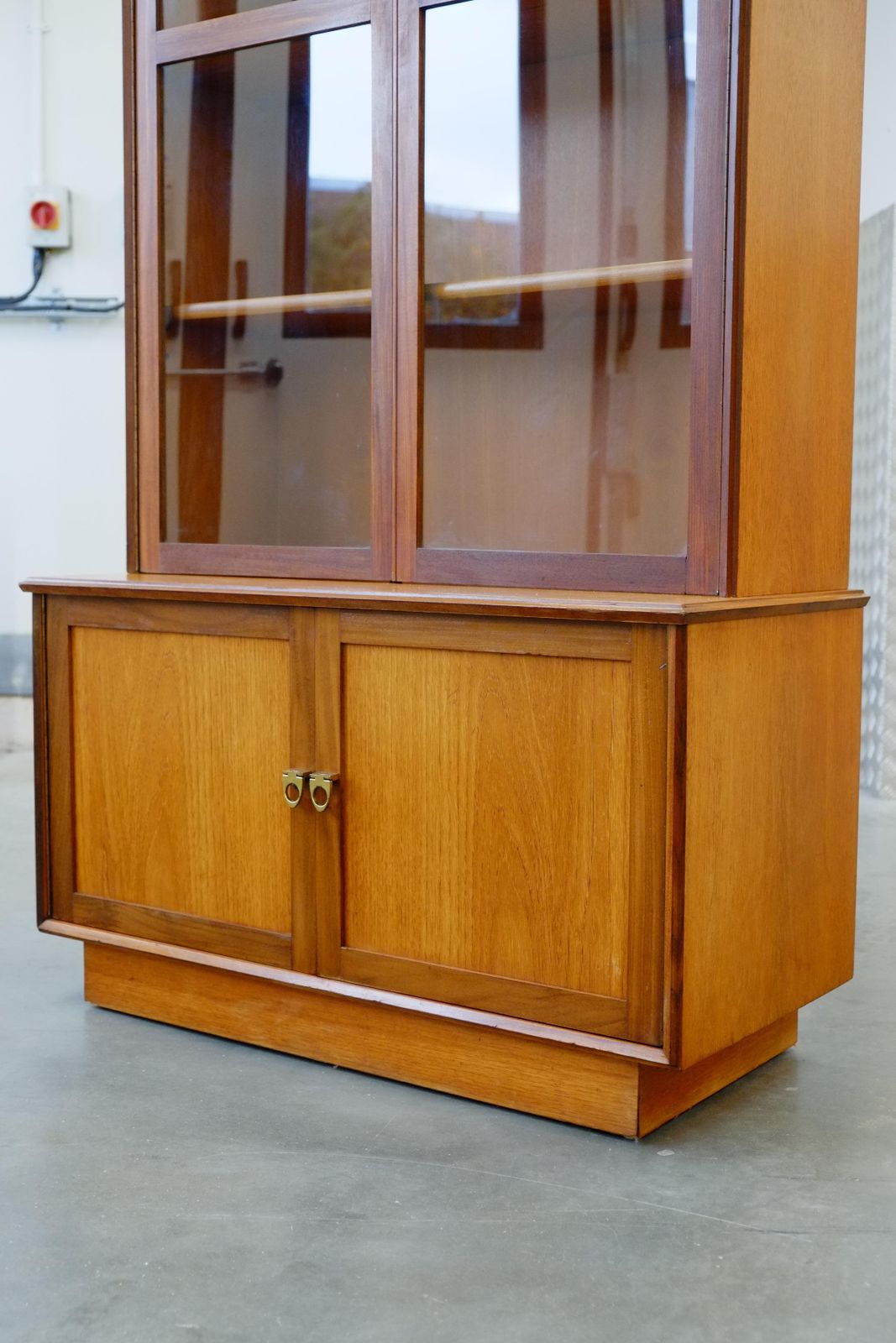 Mid Century Modern Glazed Bookcase Cabinet 1960's photo for sale
