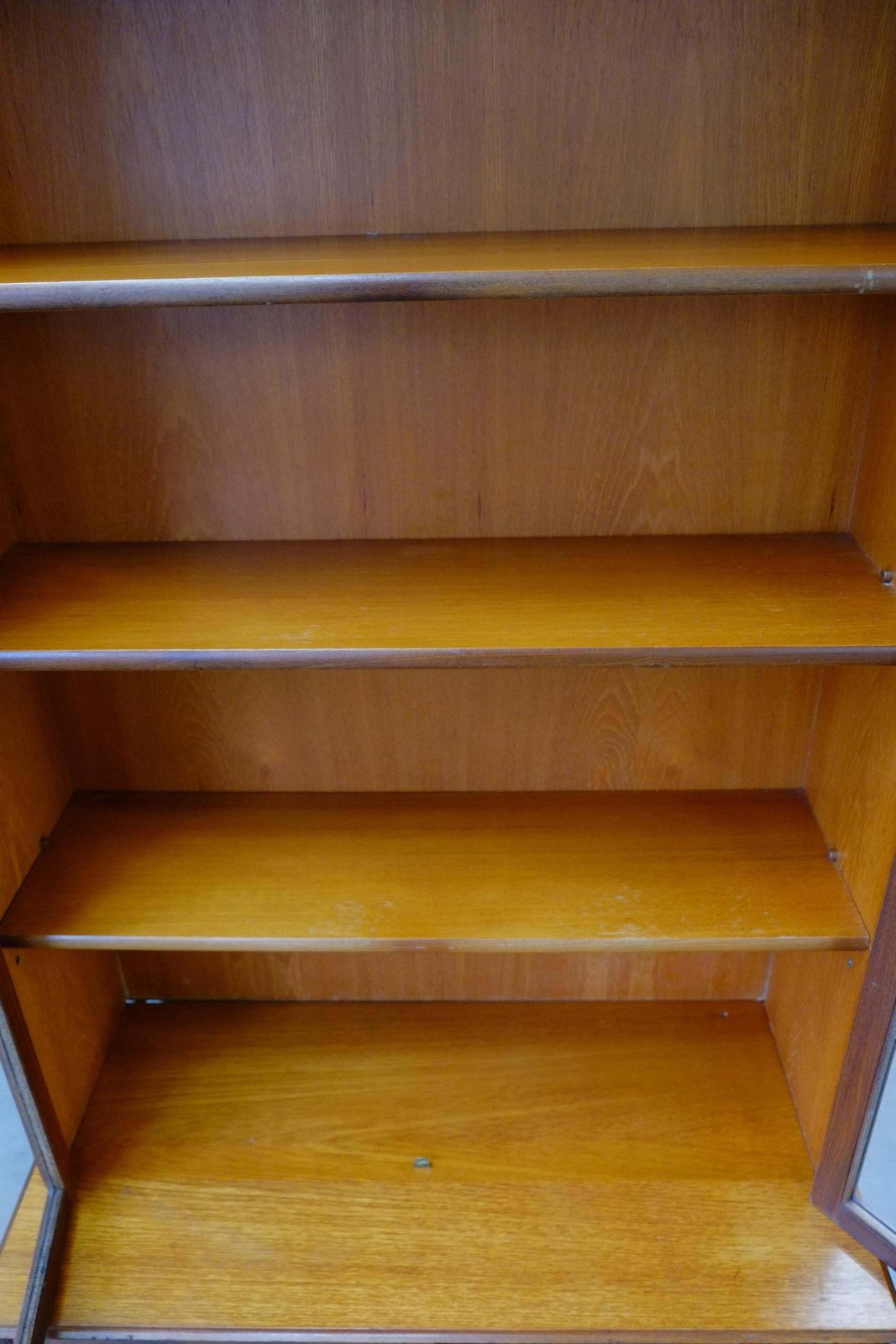 Mid Century Modern Glazed Bookcase Cabinet 1960's photo vintage
