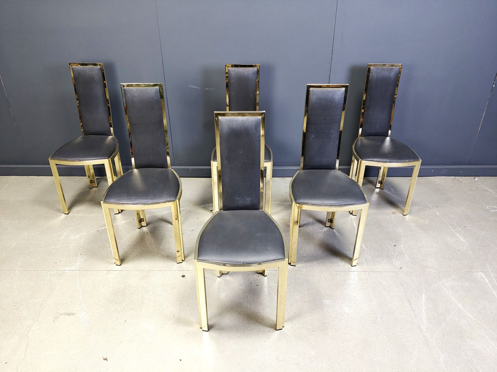 photo furniture Vintage French Brass Dining Chairs, Set Of 6