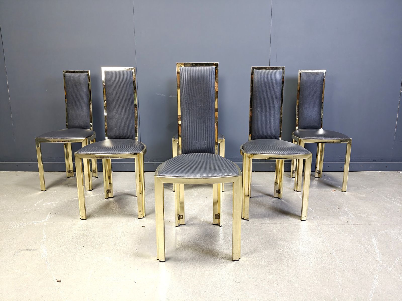 Vintage French Brass Dining Chairs, Set Of 6
