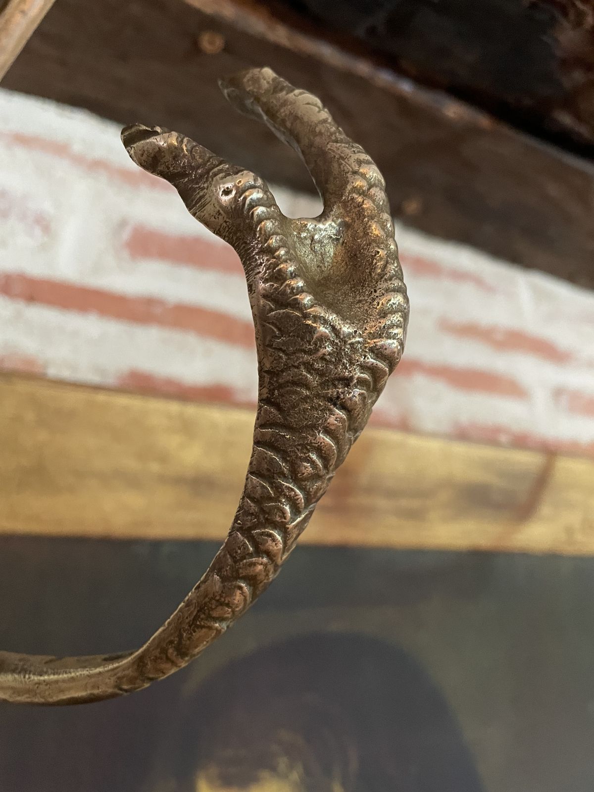 Rare Pair Of Two Vintage French Brass Game Pheasant Hanging Hooks photo vinterior