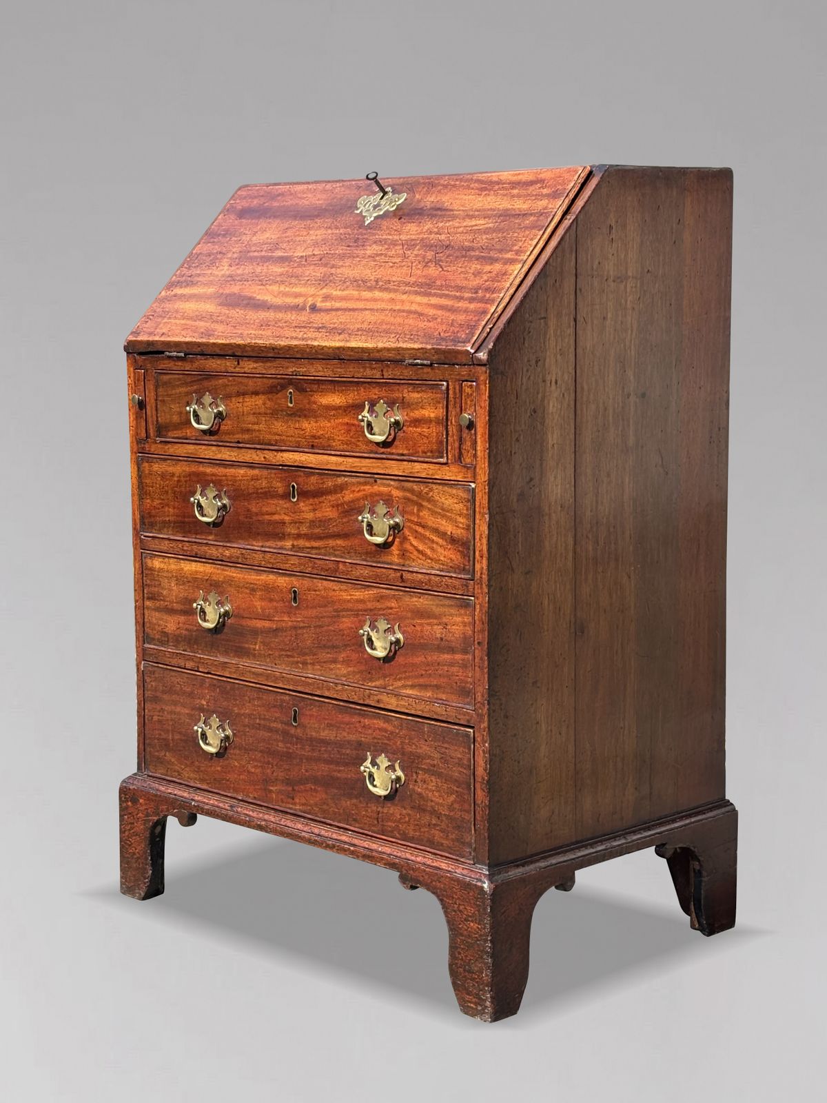 Diminutive 18th Century George III Period Figured Mahogany Bureau photo for sale
