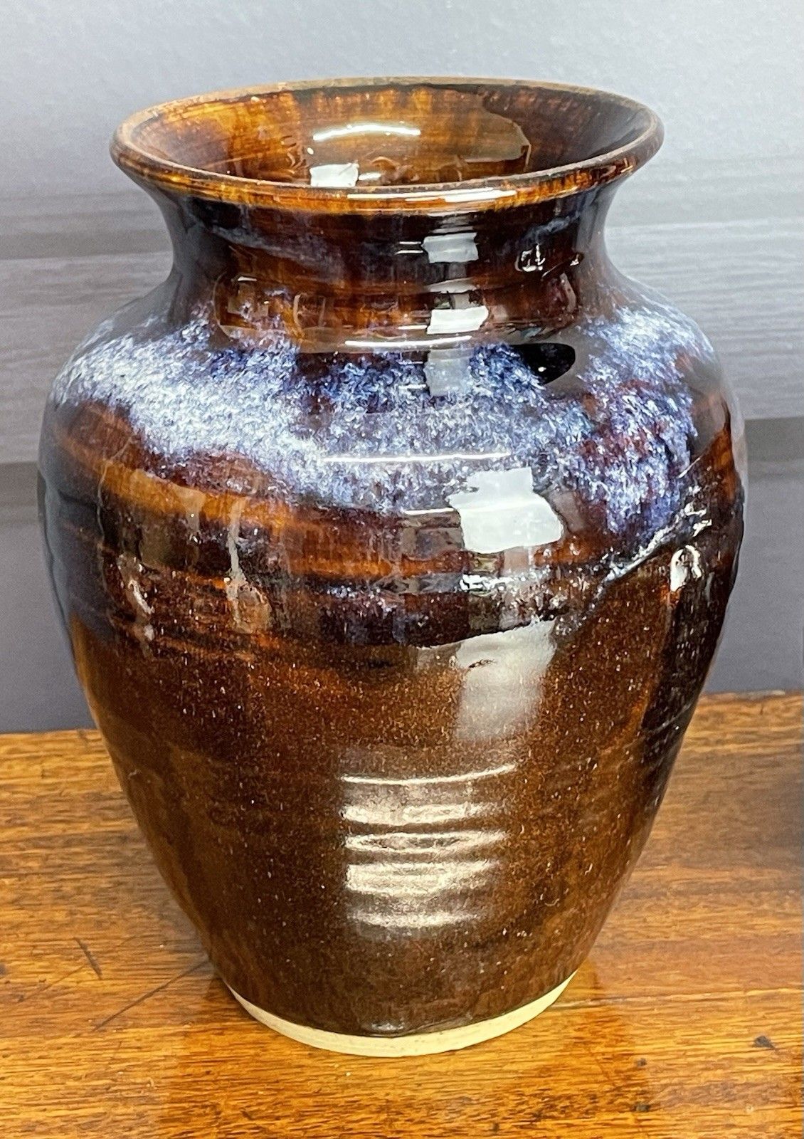 Vtg Studio Pottery Glazed Vases Large & Medium Blue Brown Loch Ness Clay Works photo 75.0