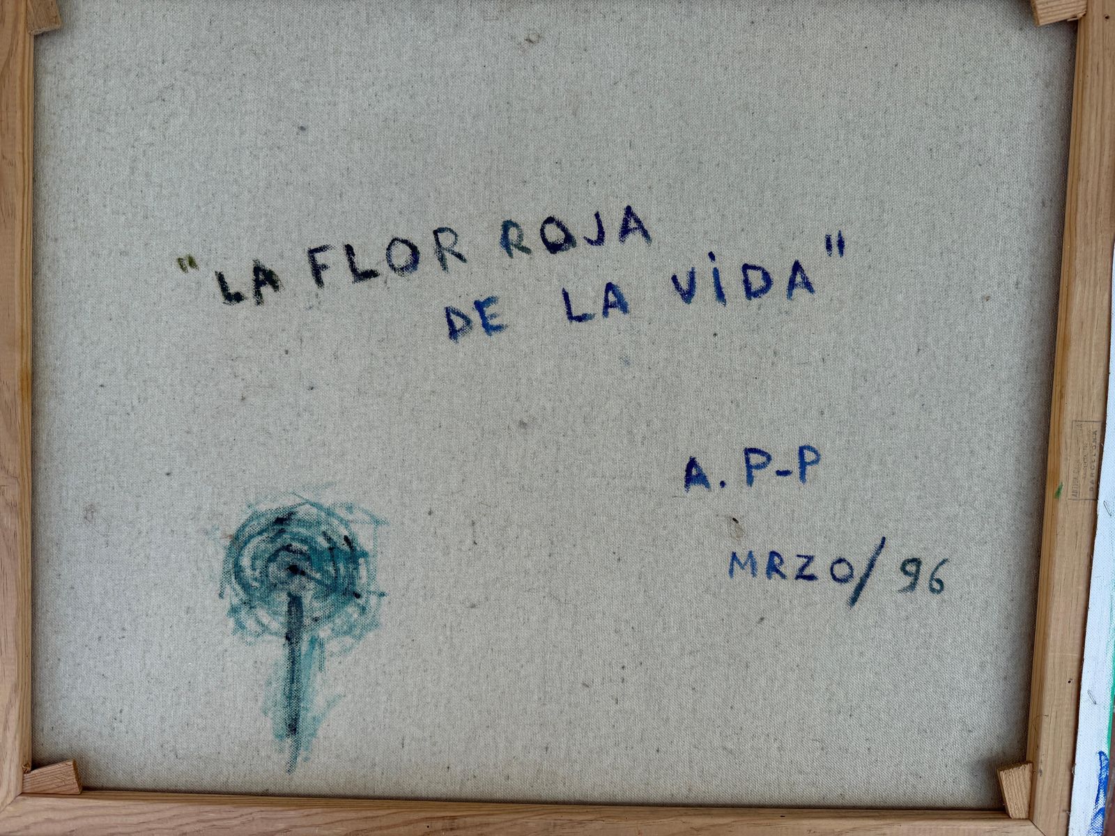 Antonio Pérez Portabella Spanish Abstract Expressionist Red Flower Painting, Acrylic On Canvas 1996 photo vintage