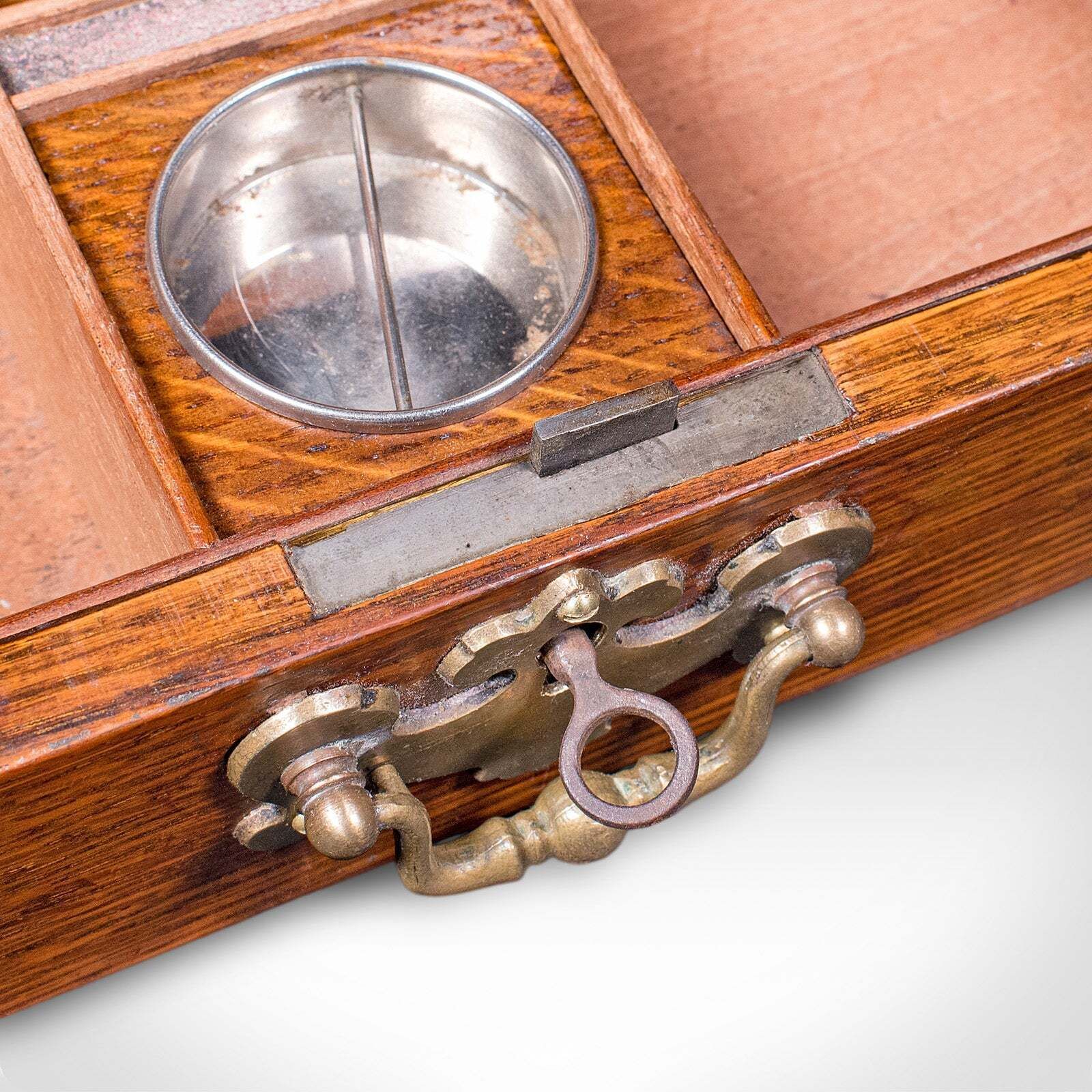 Home Decor Antique Smoker's Box, English, Oak, Brass, Cigar Case, Club Lounge, Edwardian photo
