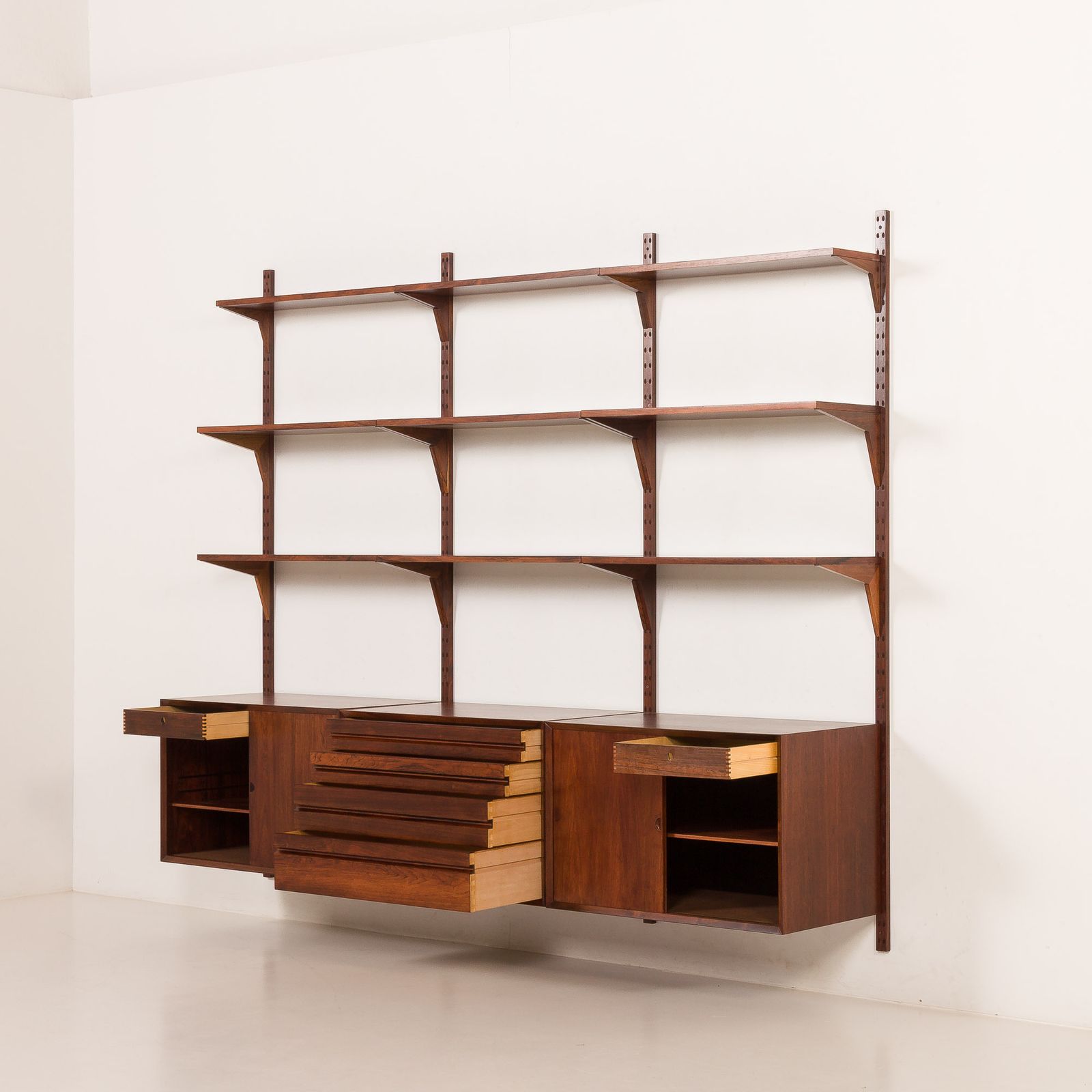 Poul Cadovius 3 Bay Rosewood Wall Unit For Cado, 1960s photo vinterior