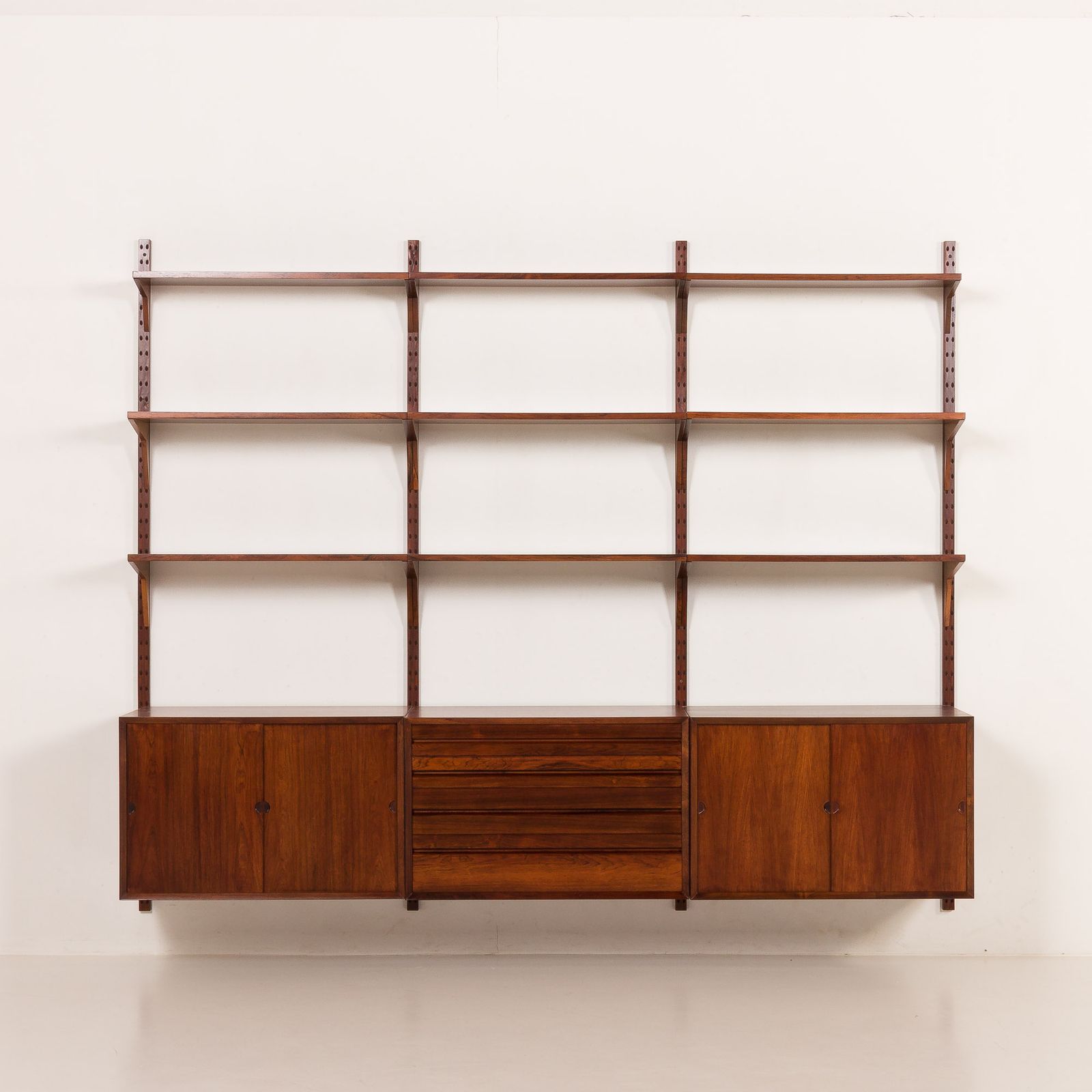 Poul Cadovius 3 Bay Rosewood Wall Unit For Cado, 1960s photo vintage
