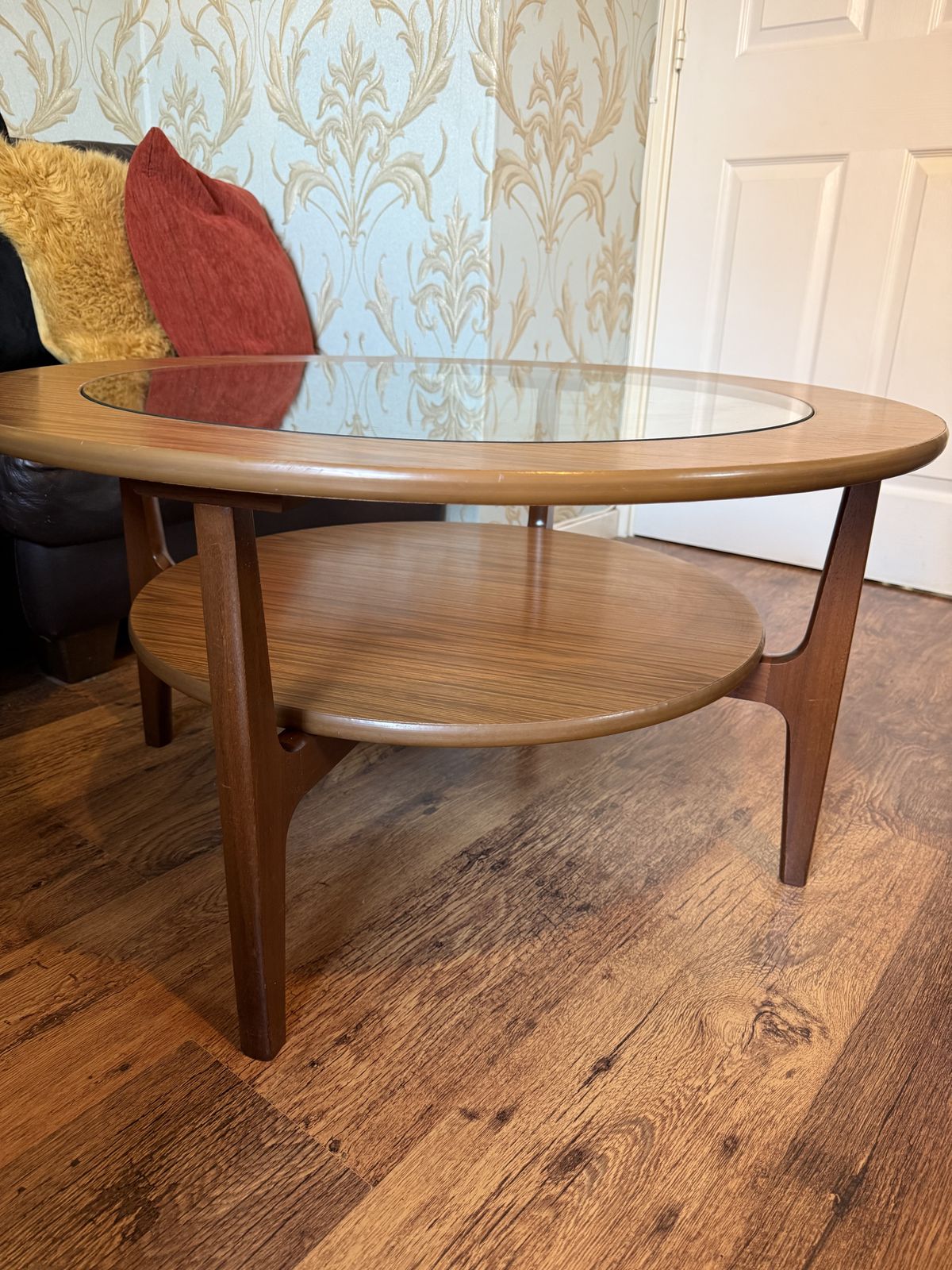 Mid Century Modern Round Coffee Table   Schreiber "Astro" Style (84cm) photo furniture