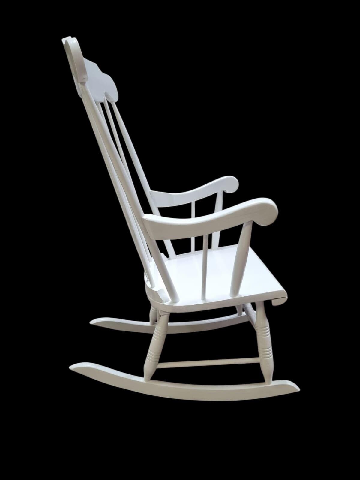 Vintage Wooden Rocking Chair / Painted White / Windsor Style / C.1970 photo furniture