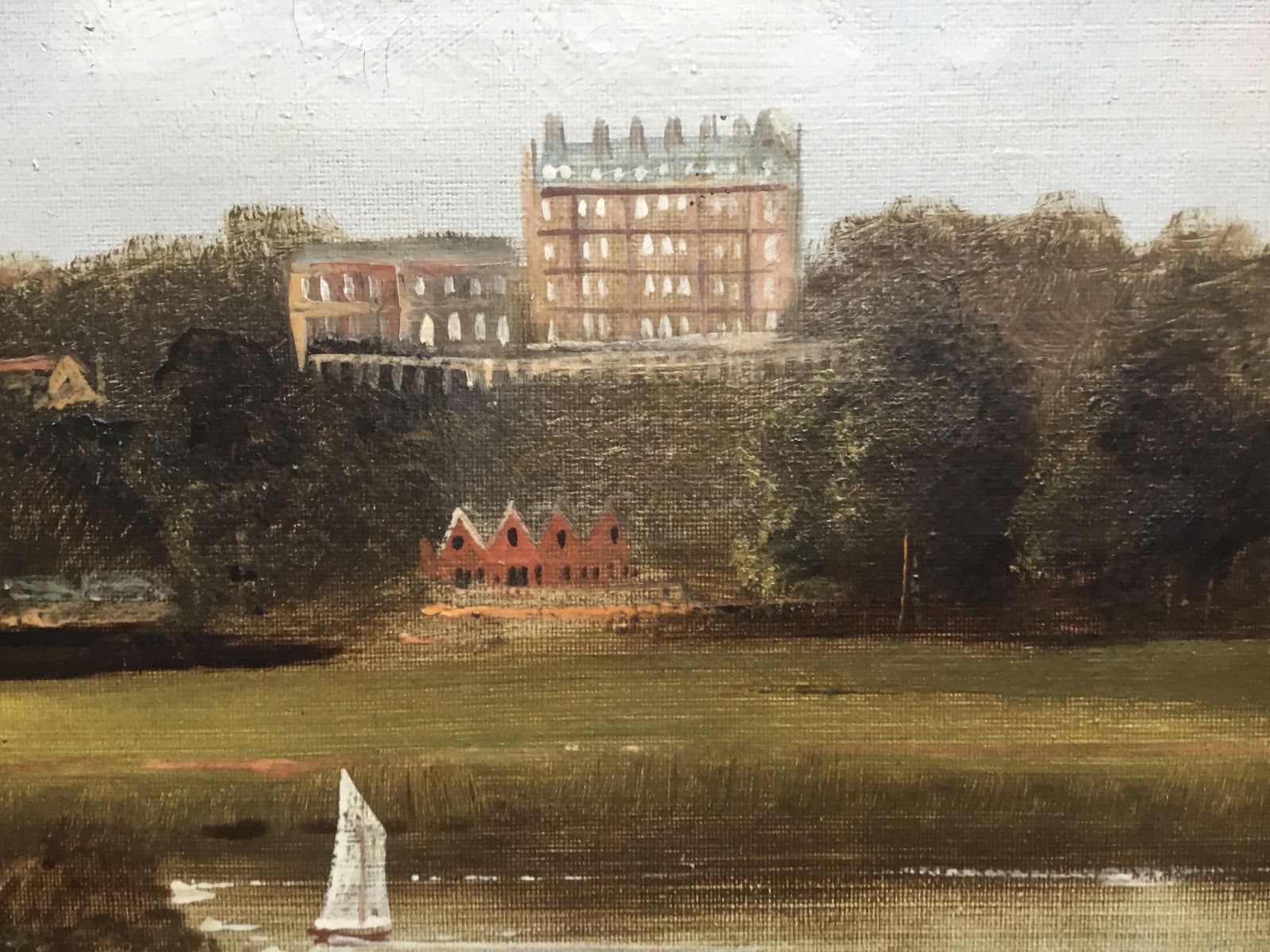 Victorian Oil Painting The Thames Richmond Towards Star An Garter photo furniture
