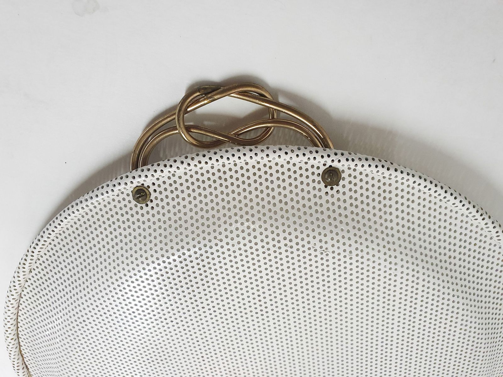 White Metal Perforated Serving Plate, Attrb. To Matthieu Mategot, France 1950's photo buy